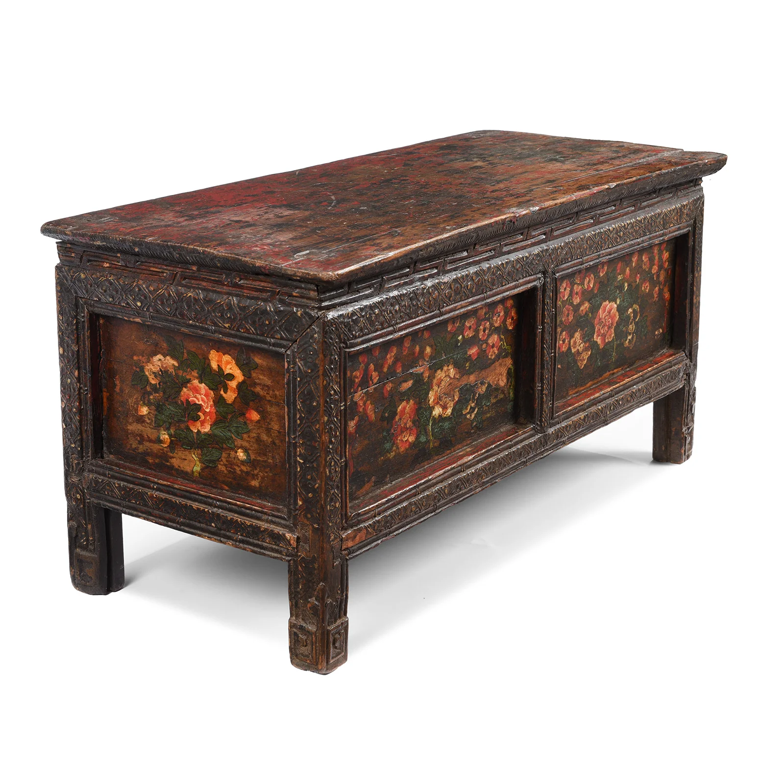 Painted Floral Choksar Prayer Table from Tibet - 19th Century - Image 4