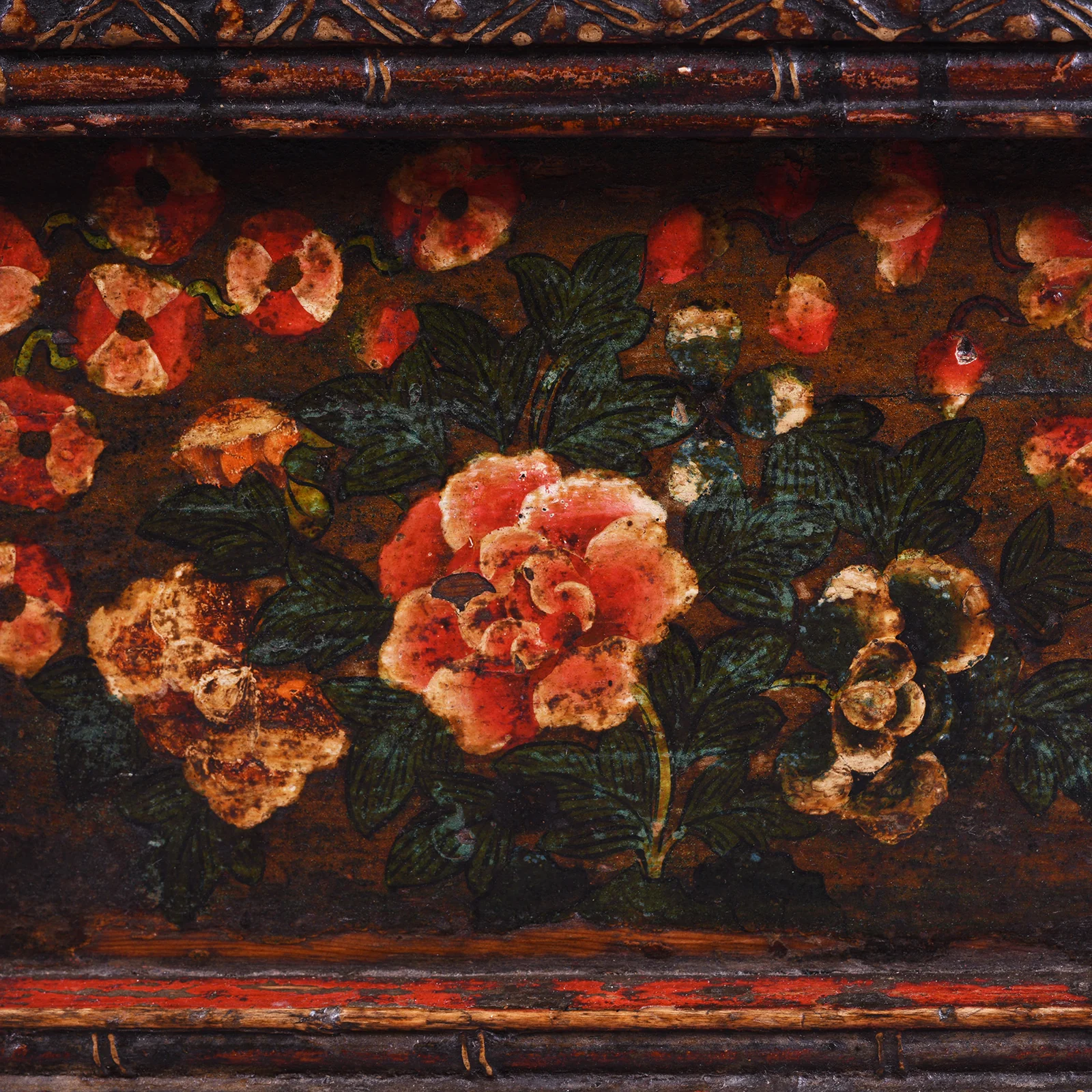 Painted Floral Choksar Prayer Table from Tibet - 19th Century - Image 5