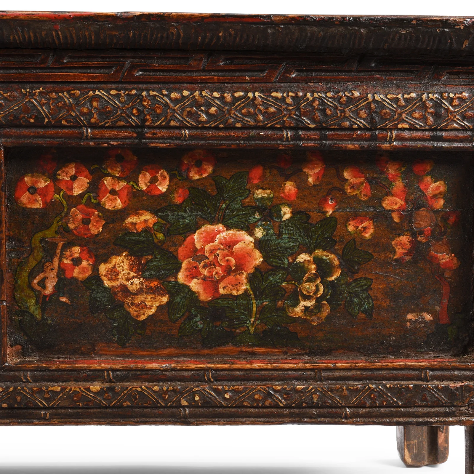 Painted Floral Choksar Prayer Table from Tibet - 19th Century - Image 8