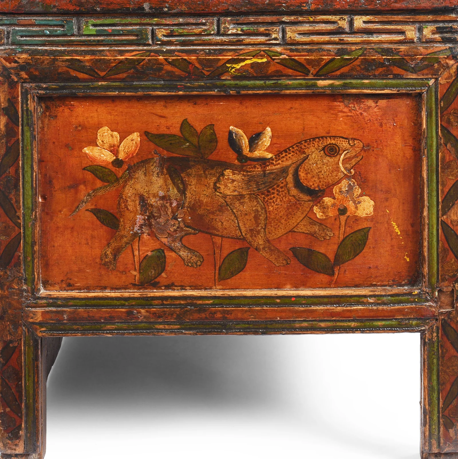 Painted Floral Choksar Prayer Table from Tibet - 19th Century - Image 6