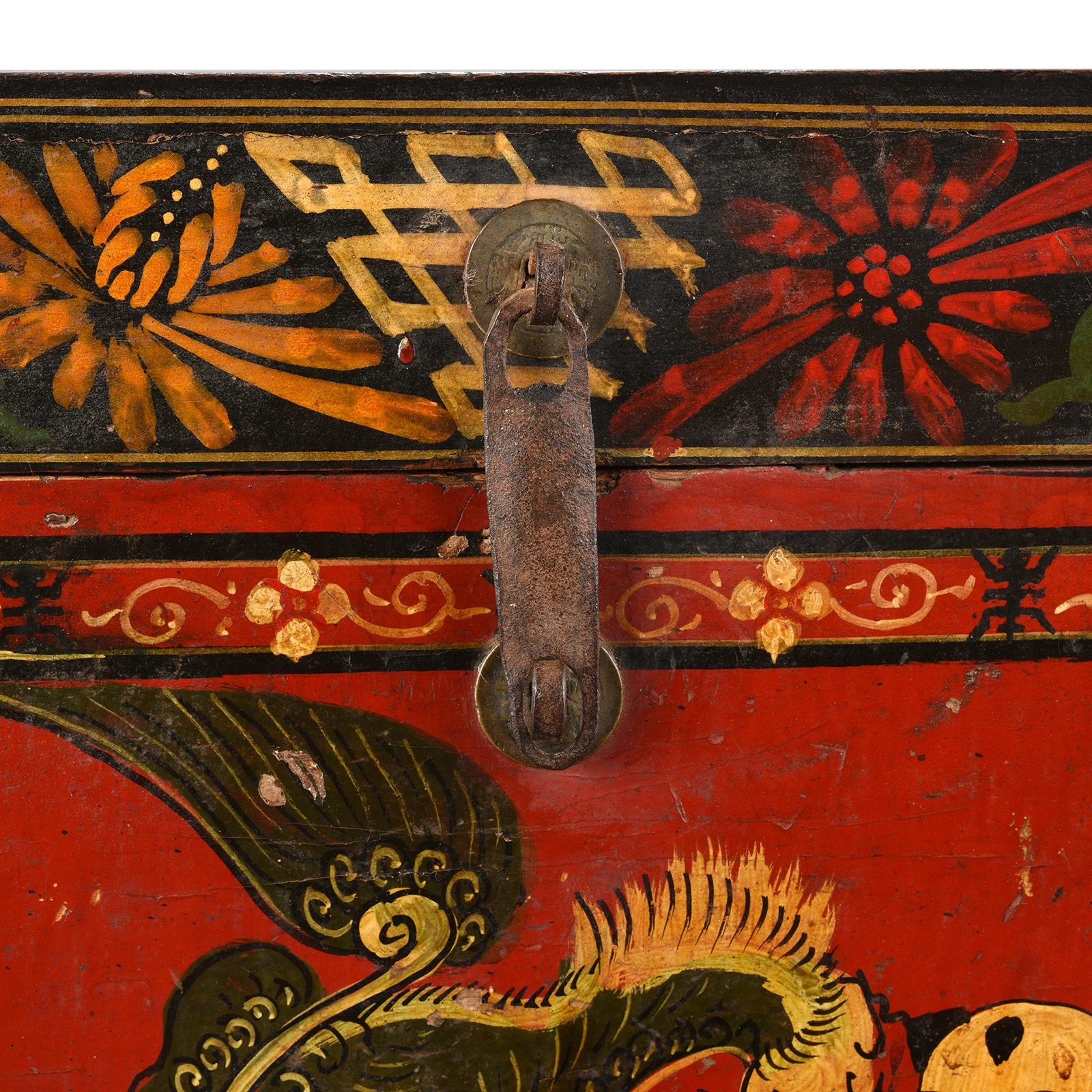 Painted Wedding Box From Shanxi - Foo Dog & Child - Late 19th Century - Image 3