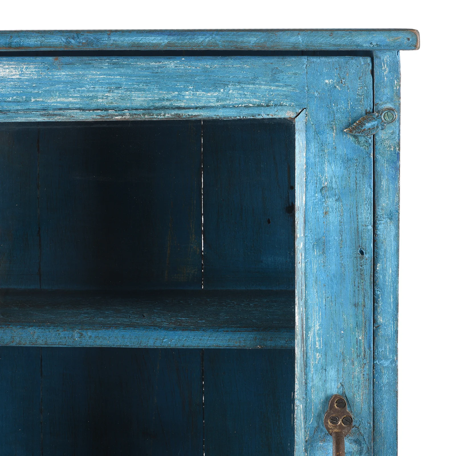 Blue Painted Glazed Wall Cabinet - Ca 1920 - Image 3