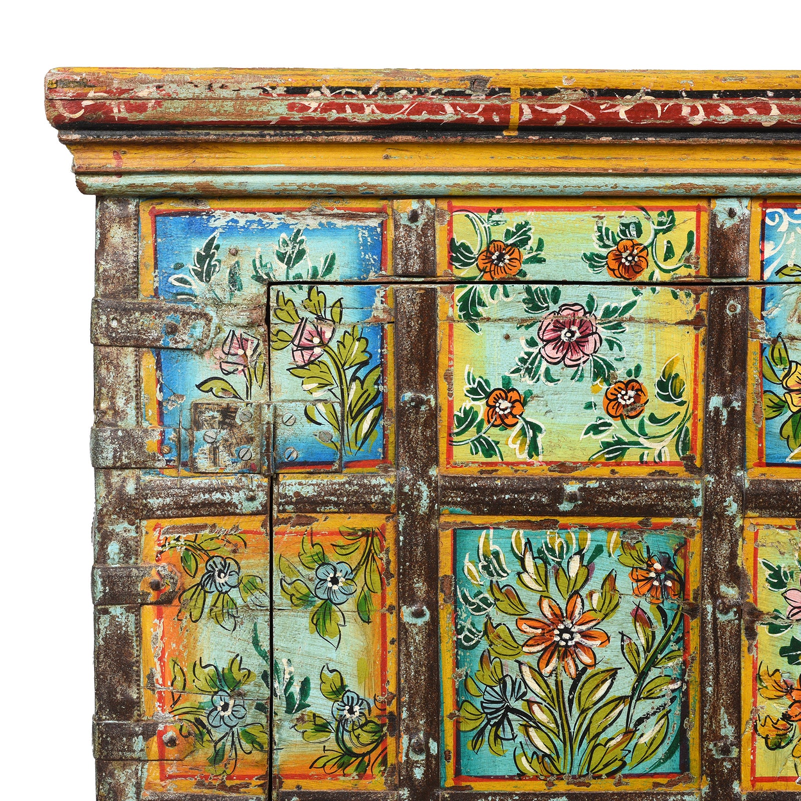 Painted Indian 2 Door Pithara Console Chest - Image 6