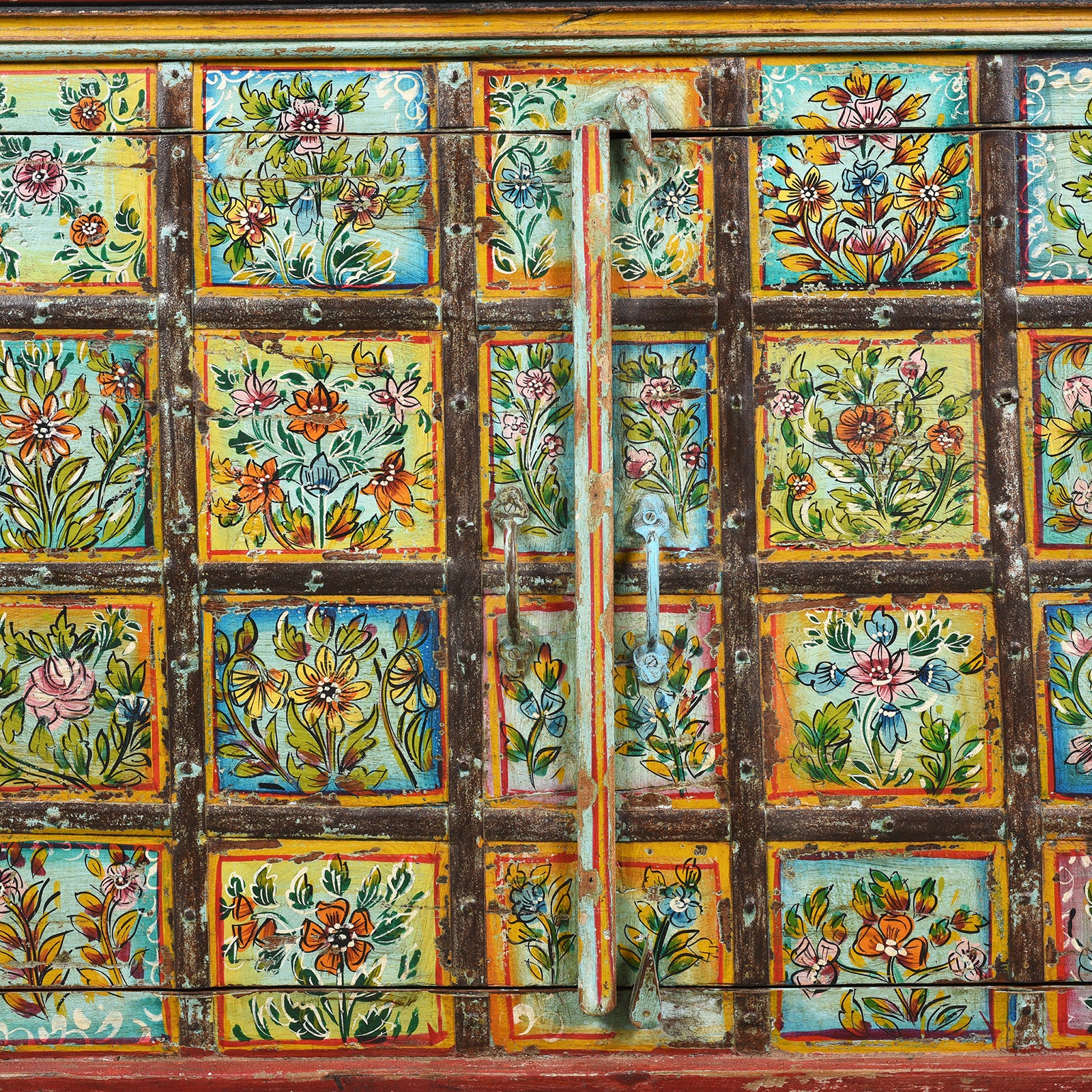 Painted Indian 2 Door Pithara Console Chest - Image 7