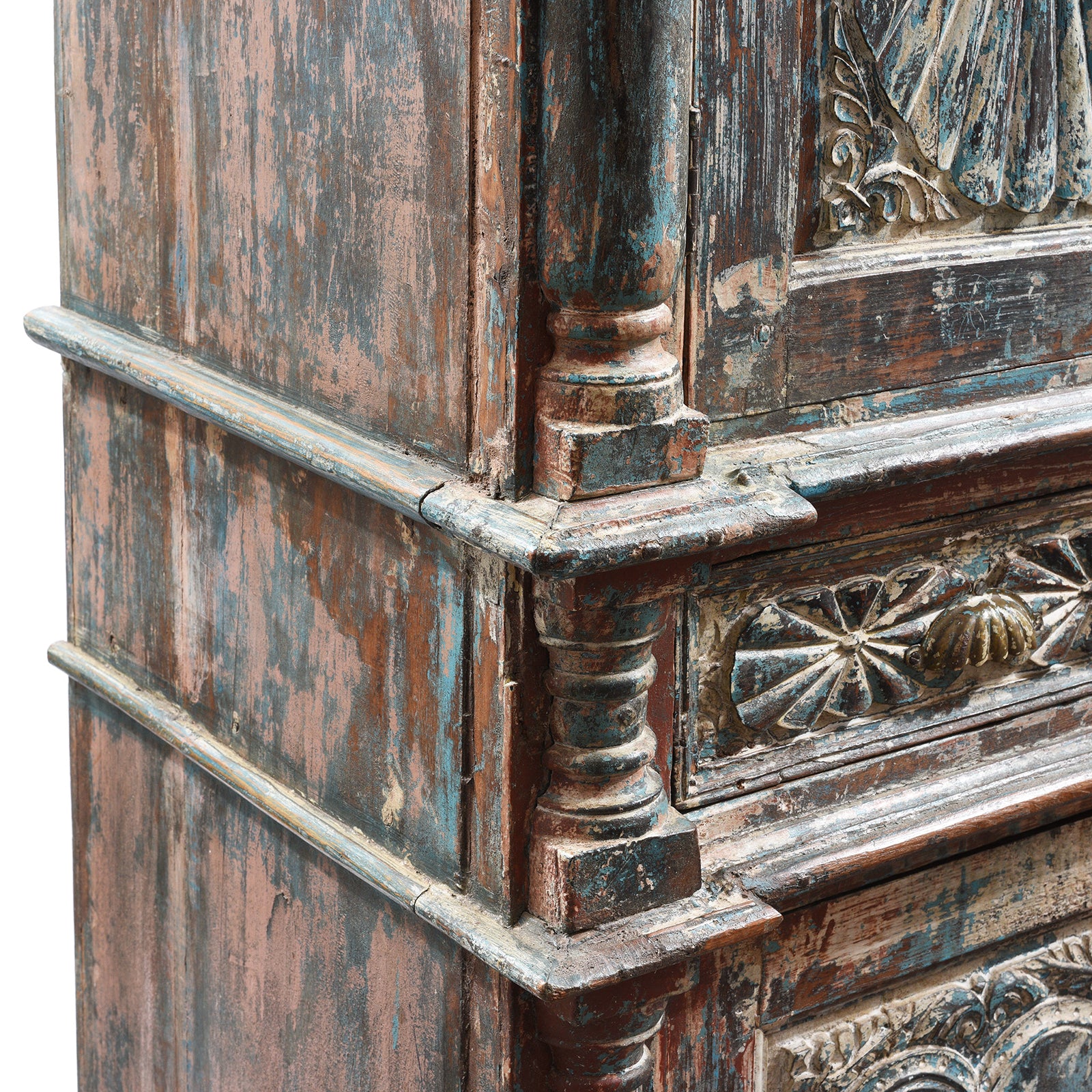 Painted Almirah Indian Cabinet From Diu - 19th Century - Image 13
