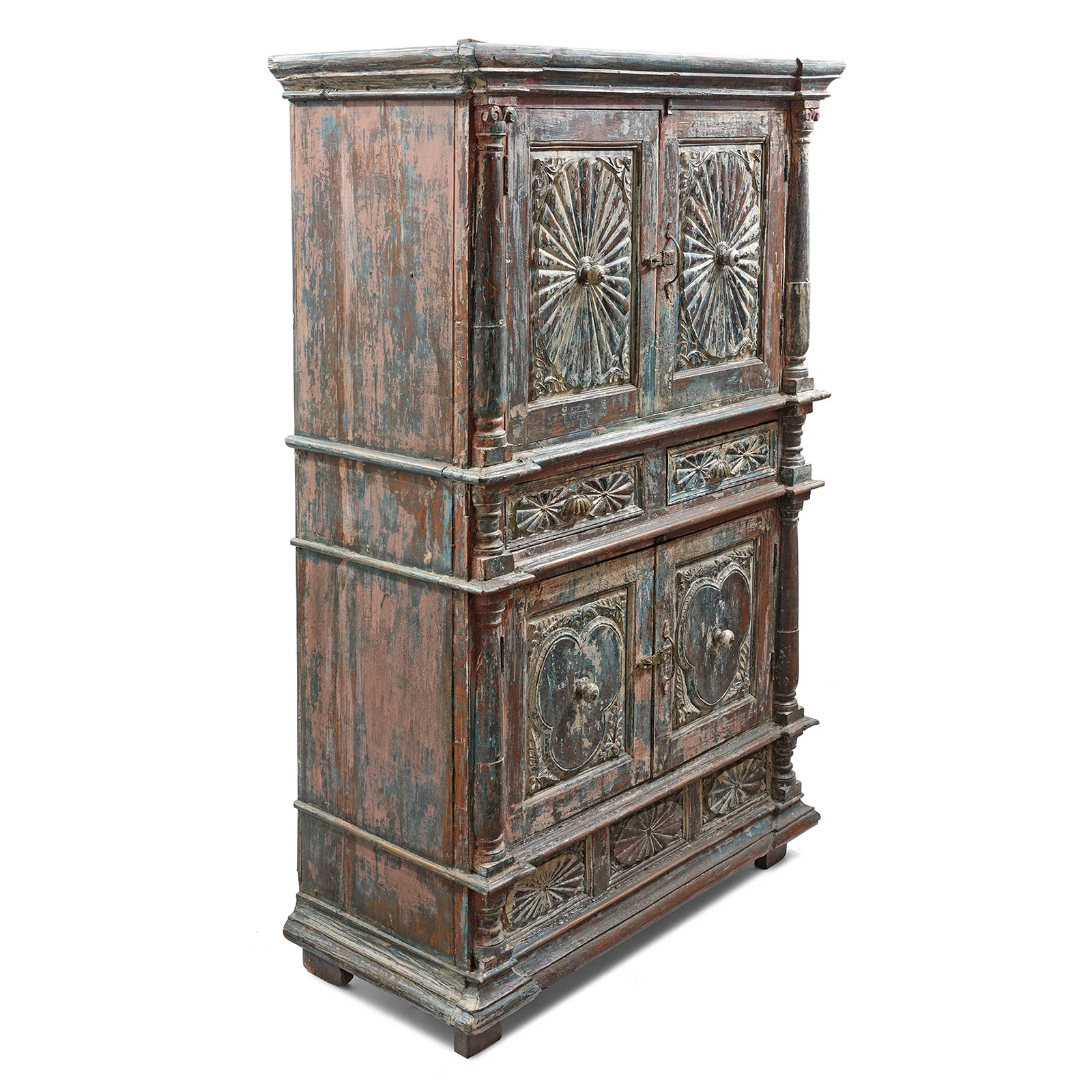 Painted Almirah Indian Cabinet From Diu - 19th Century - Image 2