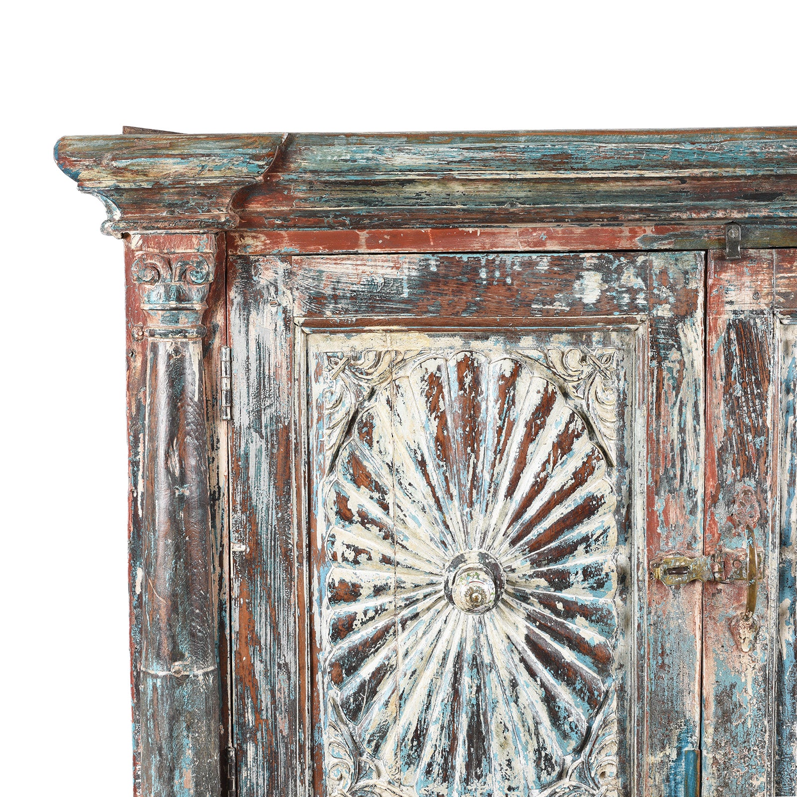 Painted Almirah Indian Cabinet From Diu - 19th Century - Image 3