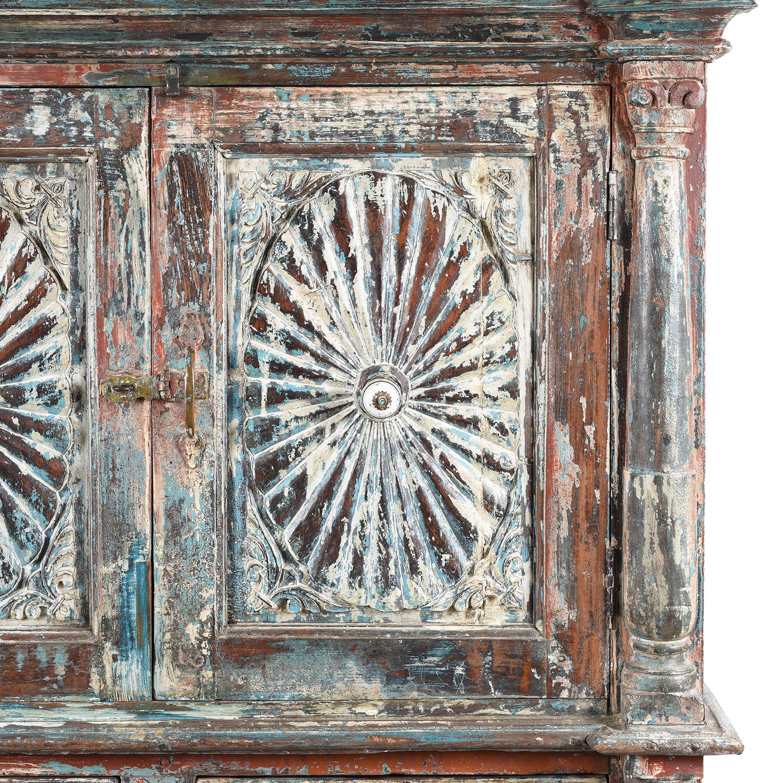 Painted Almirah Indian Cabinet From Diu - 19th Century - Image 5