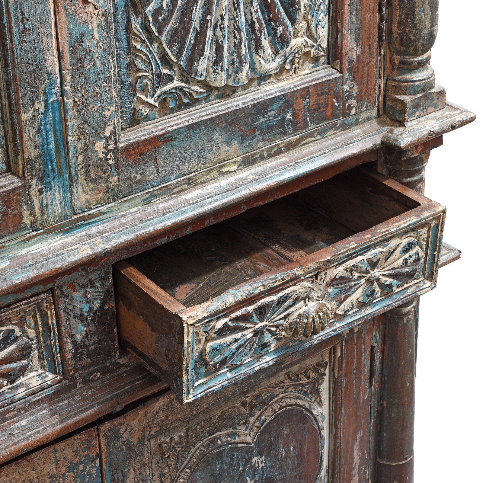 Painted Almirah Indian Cabinet From Diu - 19th Century - Image 6