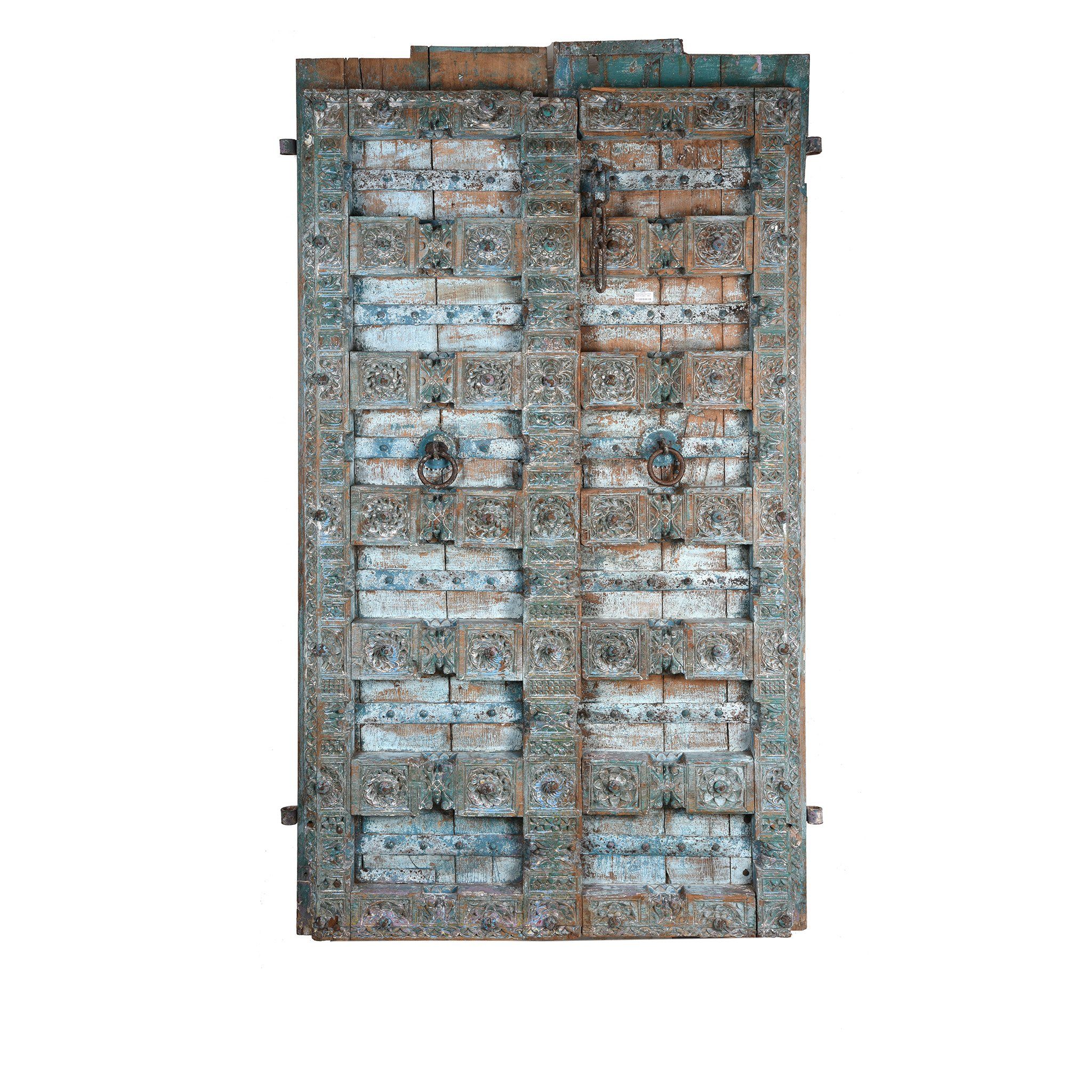 Old Blue Painted Indian Doors From Kutch - 19thC