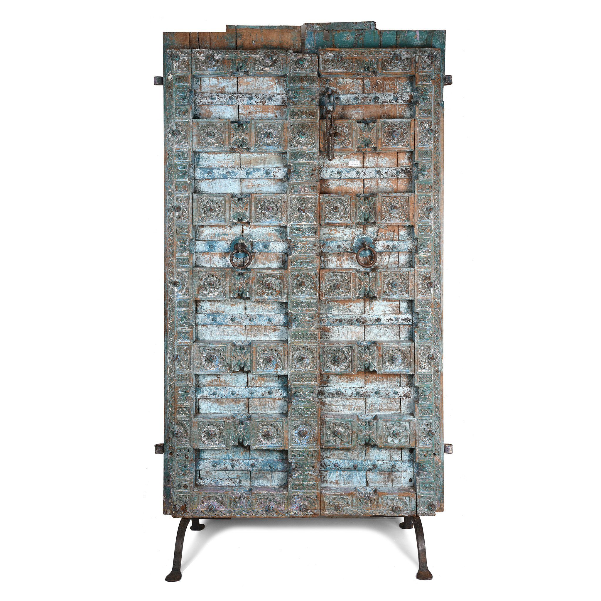 Old Blue Painted Indian Doors From Kutch - 19thC - Image 3