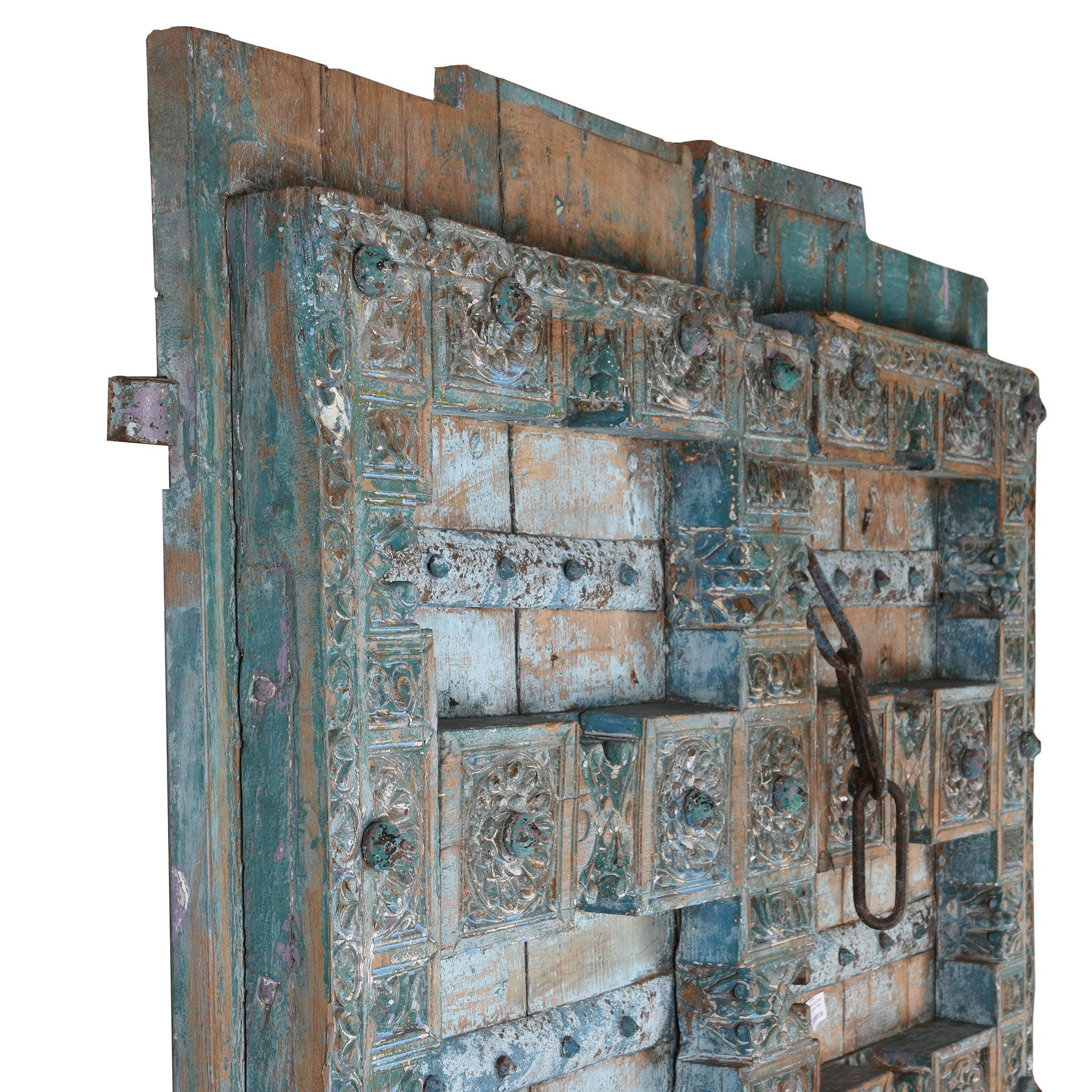 Old Blue Painted Indian Doors From Kutch - 19thC - Image 6