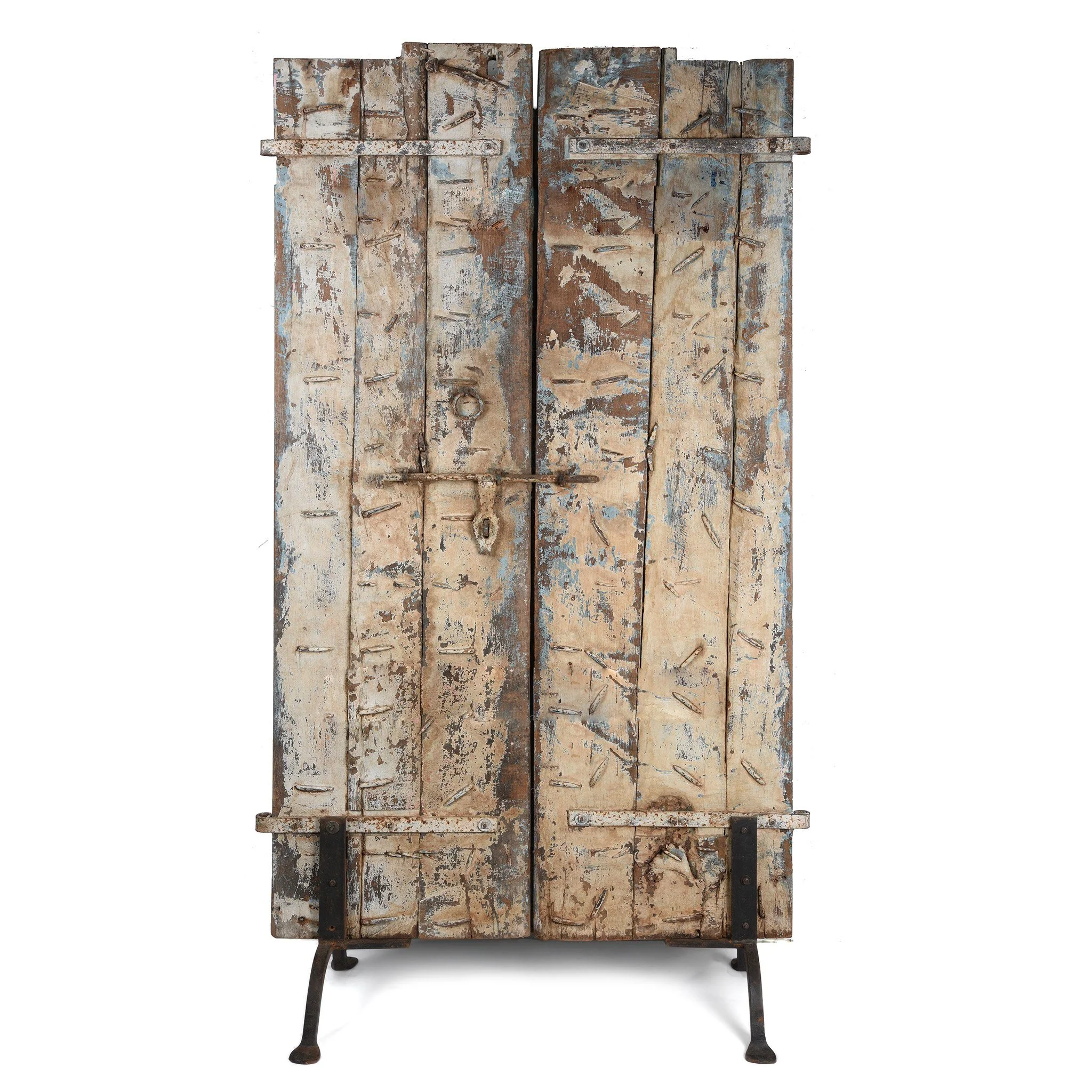 Old Blue Painted Indian Doors From Kutch - 19thC - Image 7