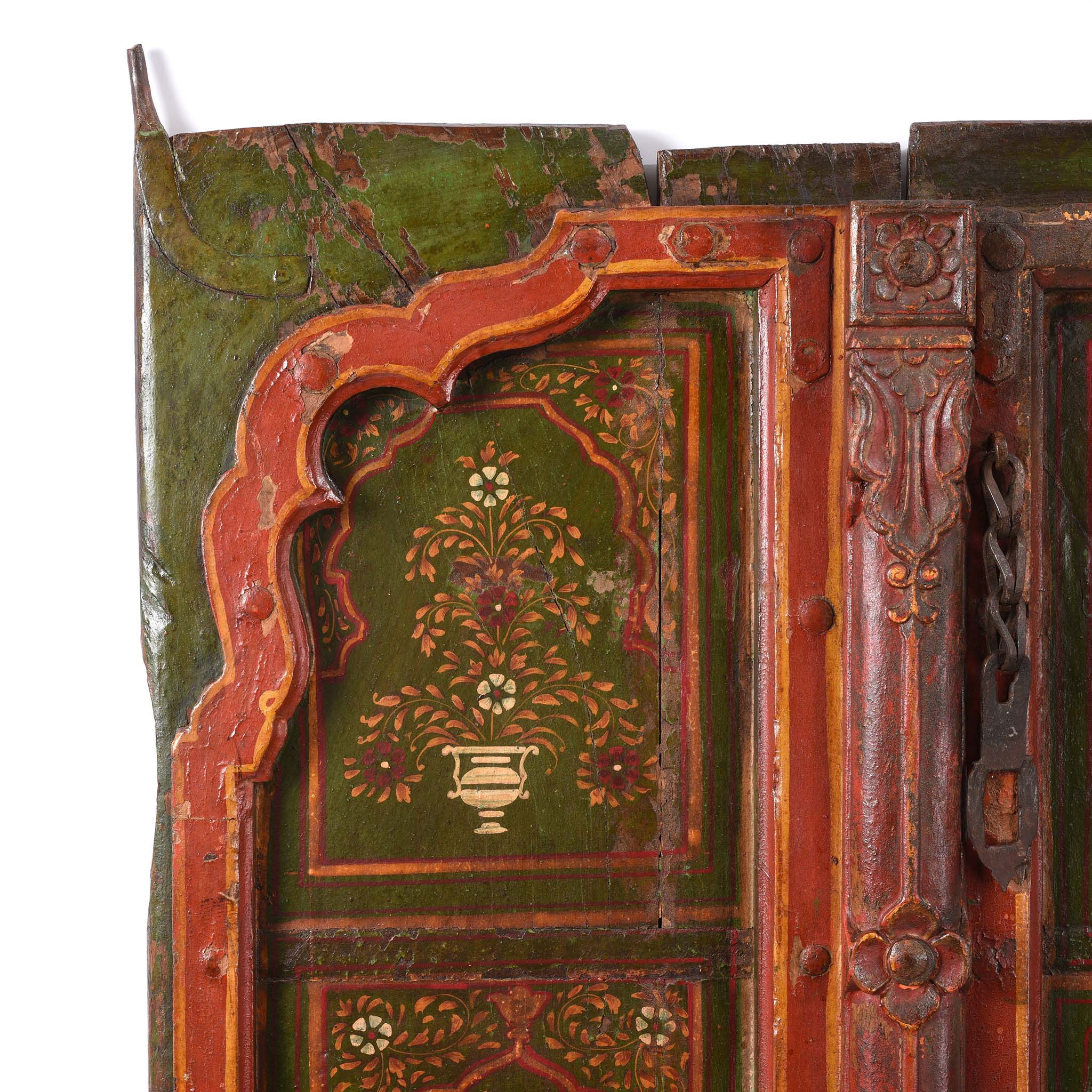 Painted Indian Roheda Doors From Bikaner - 19thC - Image 2