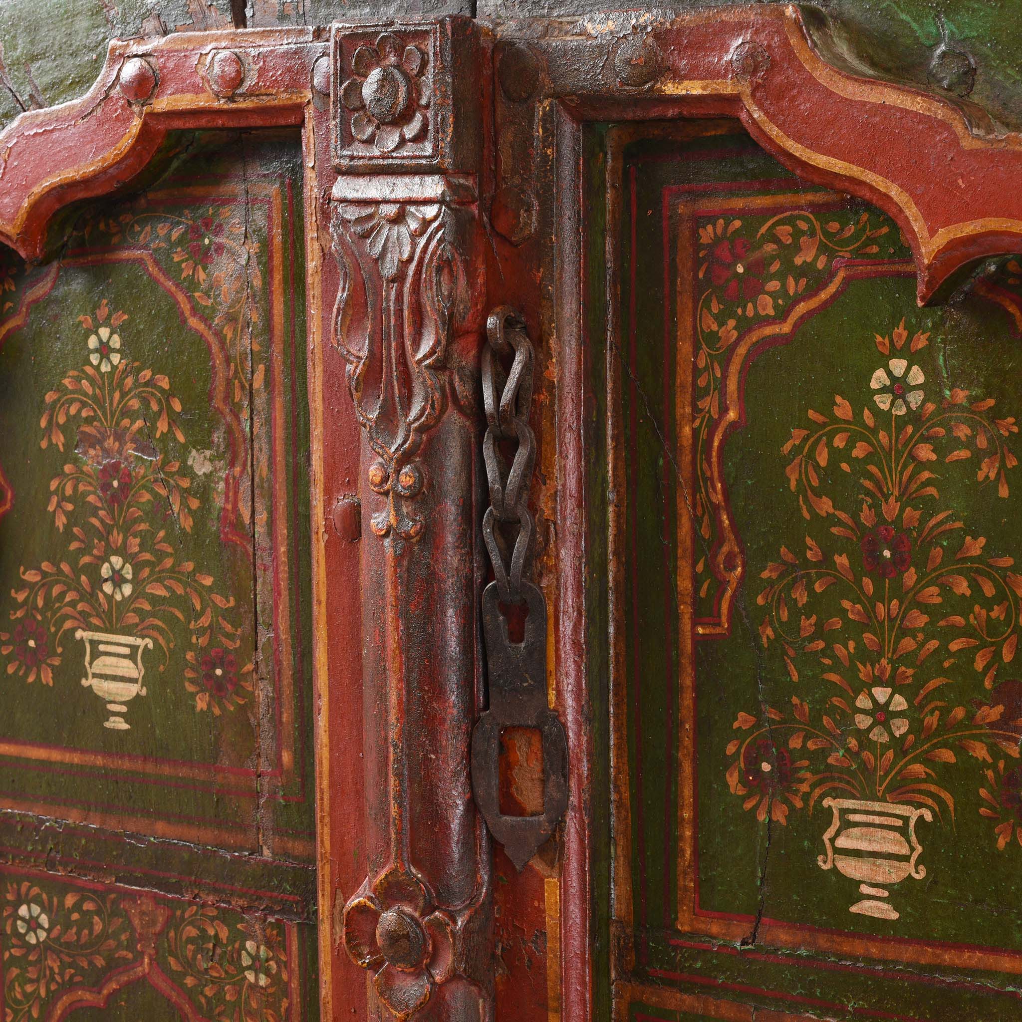 Painted Indian Roheda Doors From Bikaner - 19thC - Image 3