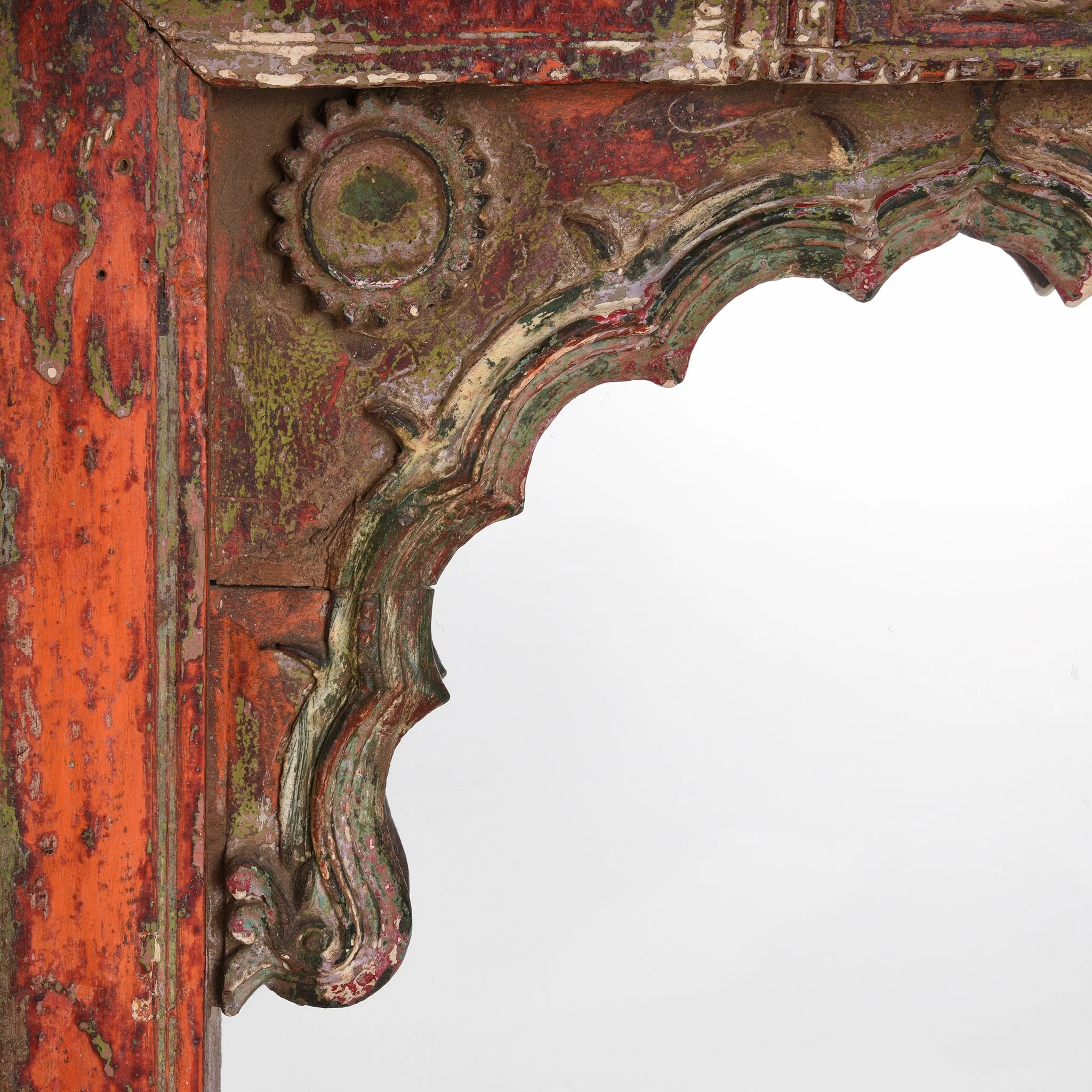 Painted Indian House Shrine Mirror From Gujarat - 19thC - Image 4