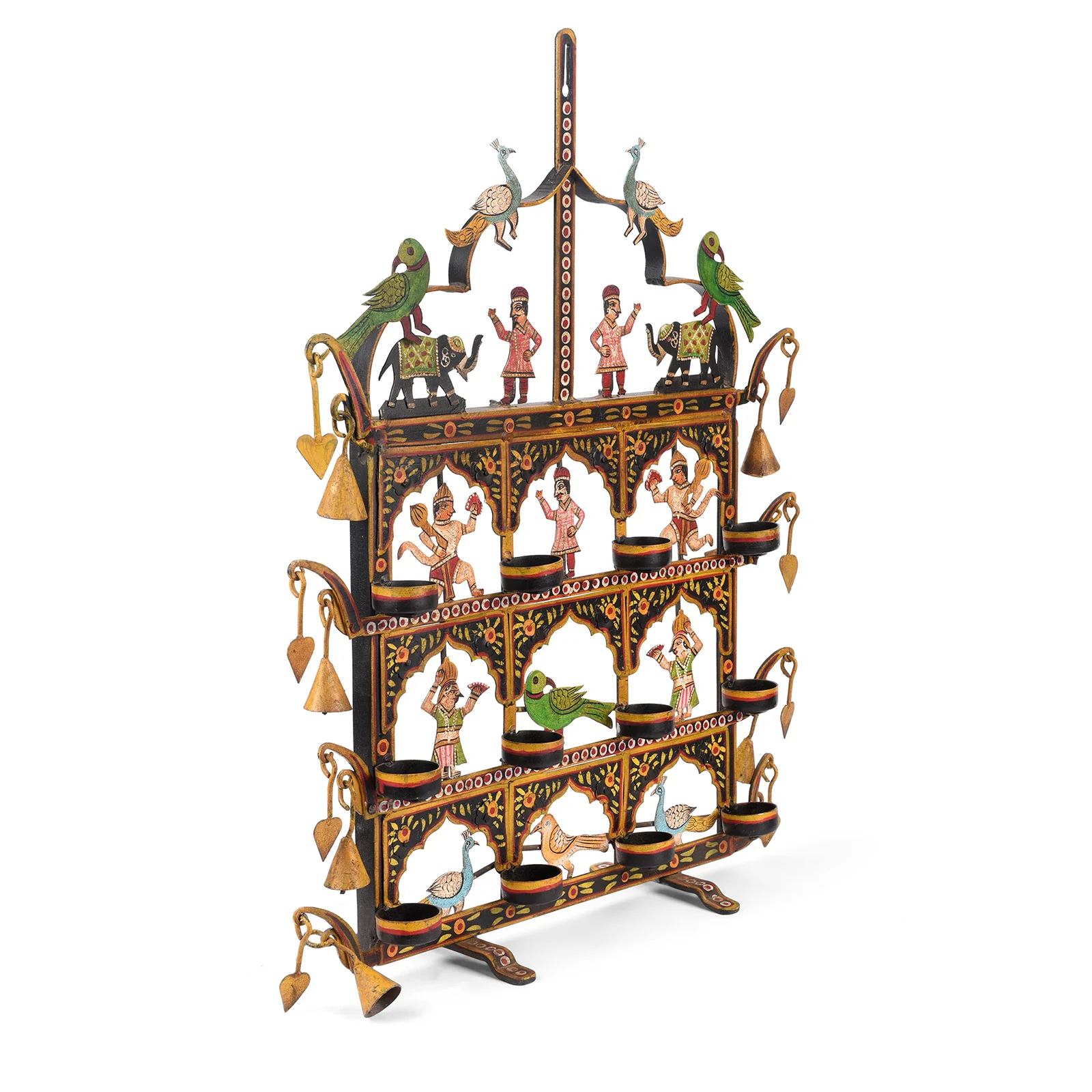 Painted Indian Iron Tribal "Toran" Diwali Lamp - Image 2