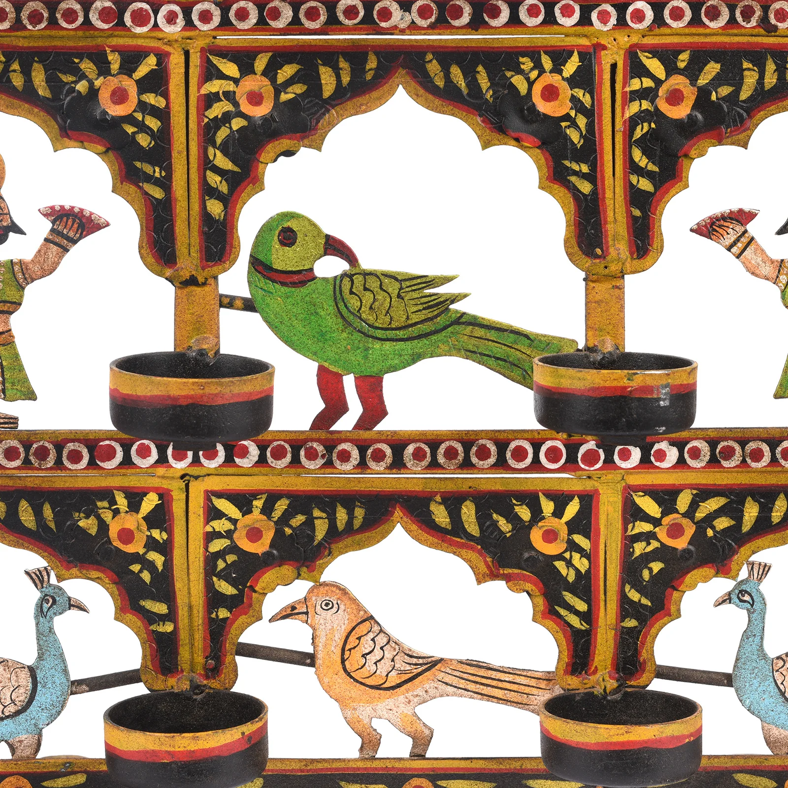 Painted Indian Iron Tribal "Toran" Diwali Lamp - Image 4