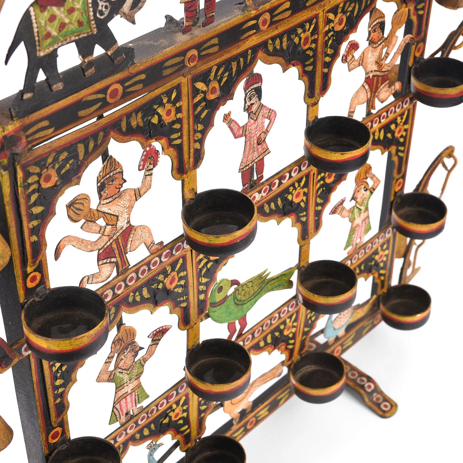 Painted Indian Iron Tribal "Toran" Diwali Lamp - Image 5