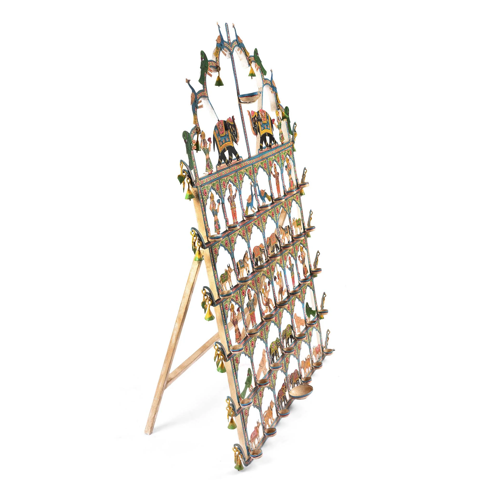 Painted Indian Iron Tribal "Toran" Diwali Lamp - Image 3