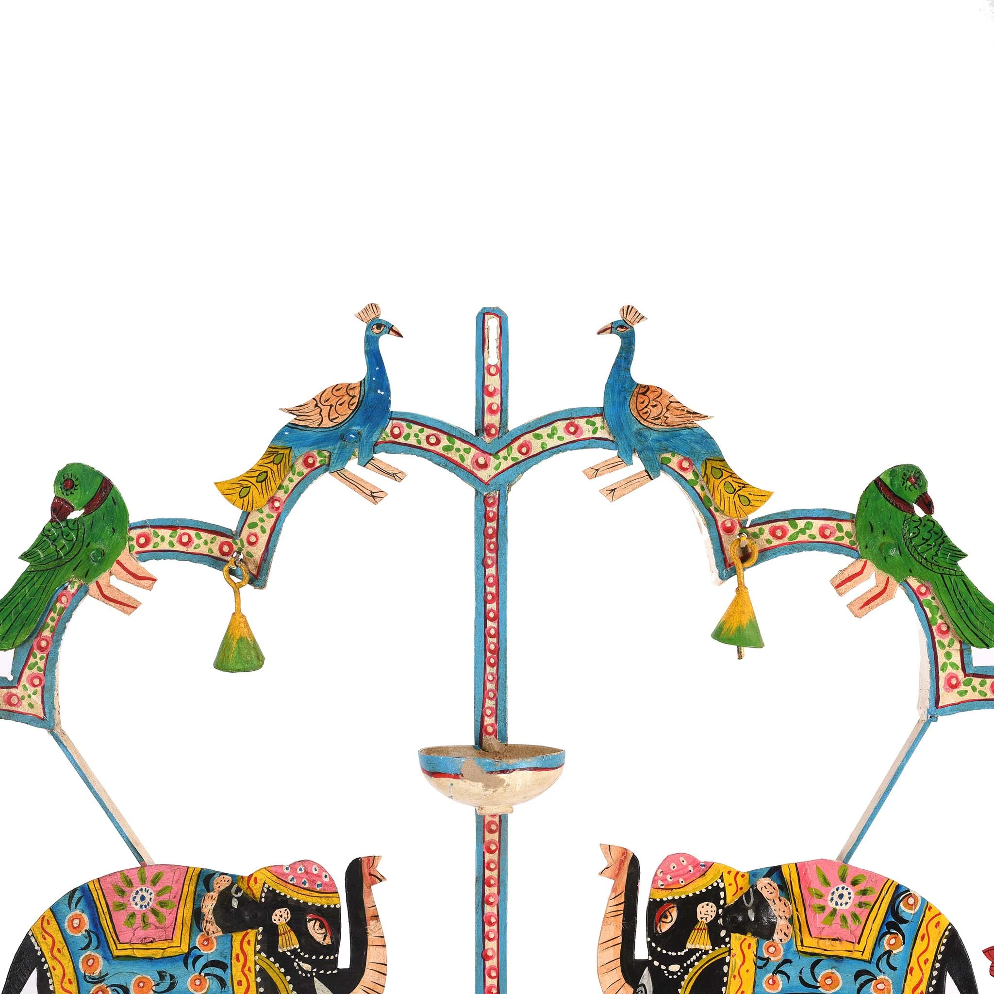 Painted Indian Iron Tribal "Toran" Diwali Lamp - Image 4