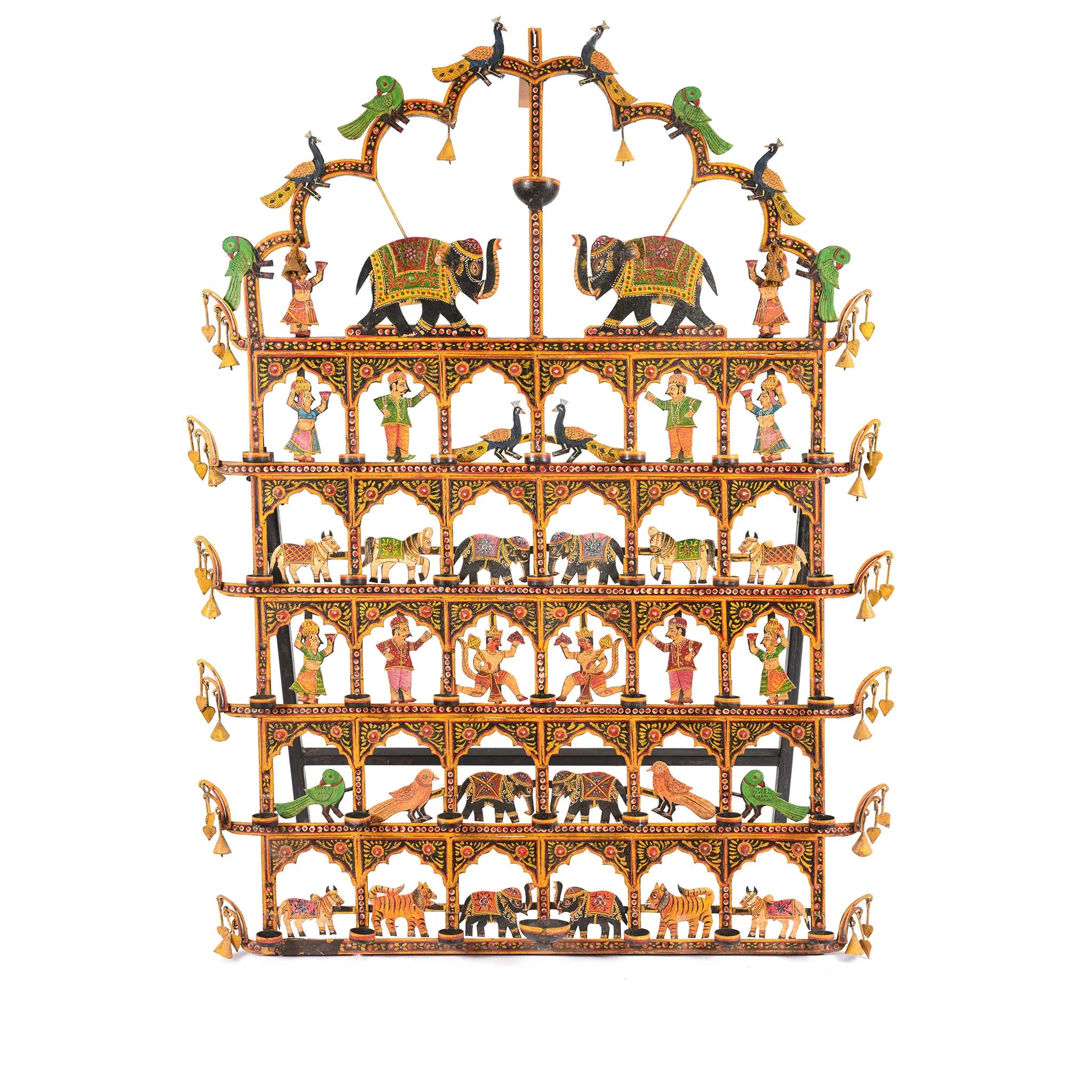 Painted Indian Iron Tribal "Toran" Diwali Lamp