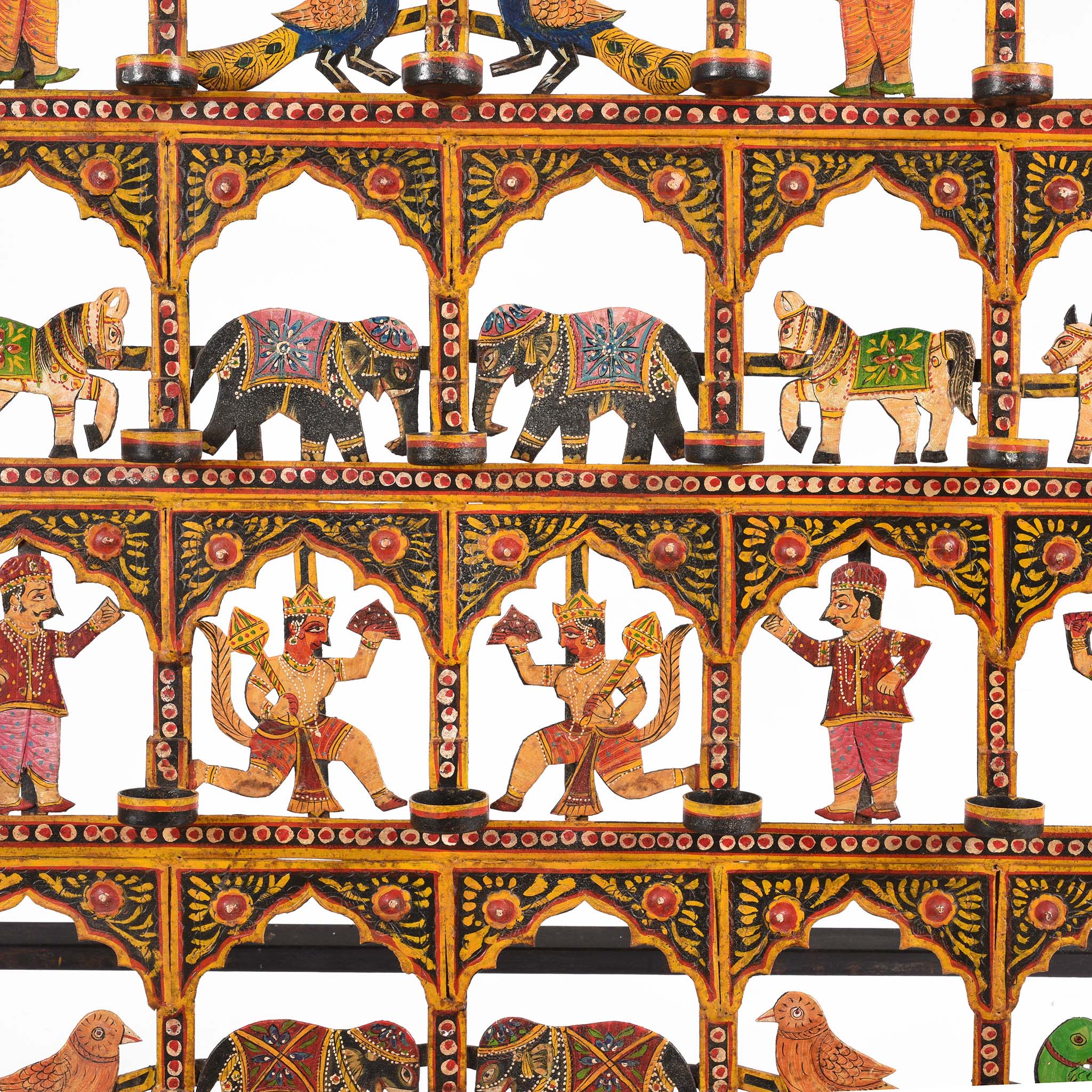 Painted Indian Iron Tribal "Toran" Diwali Lamp - Image 2