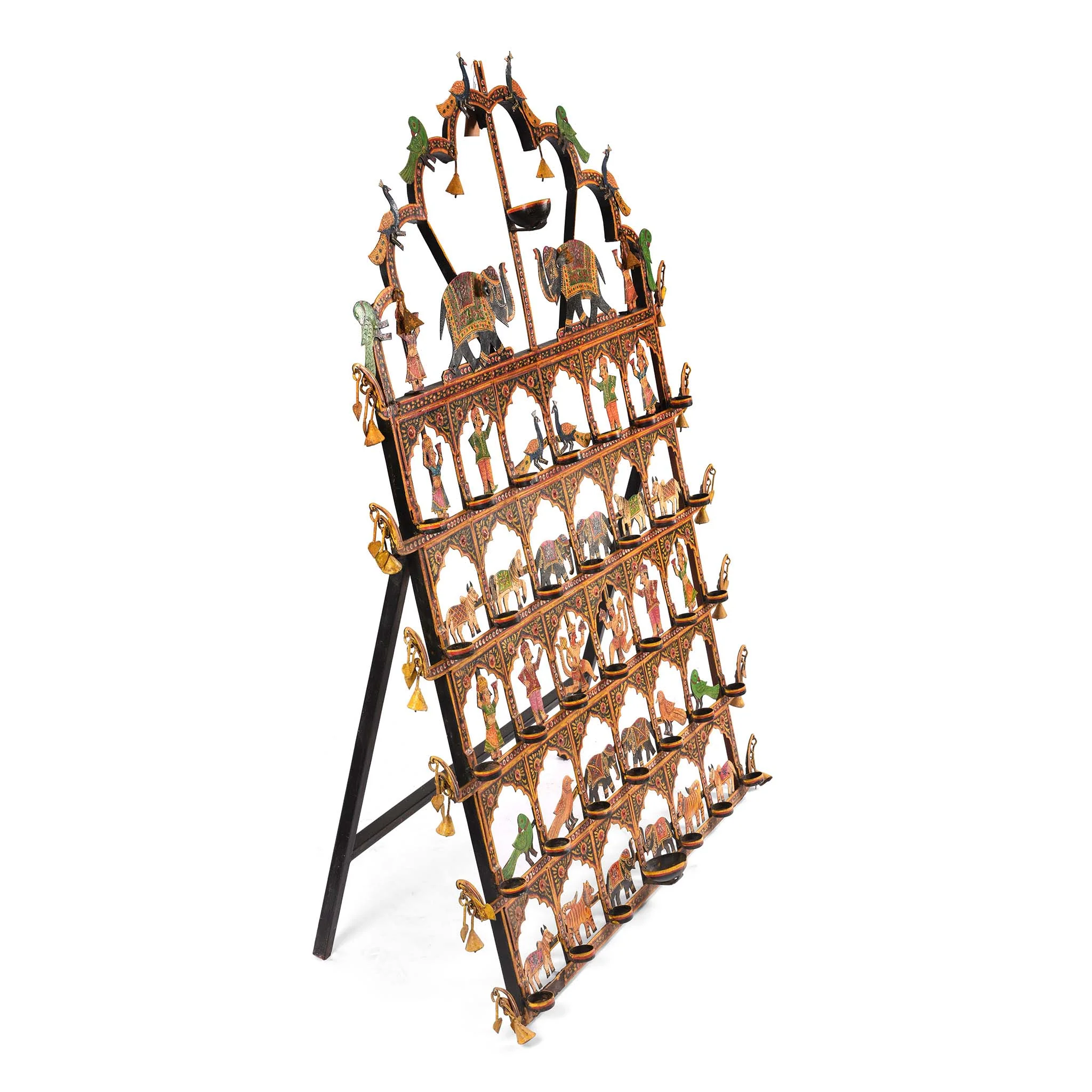 Painted Indian Iron Tribal "Toran" Diwali Lamp - Image 3