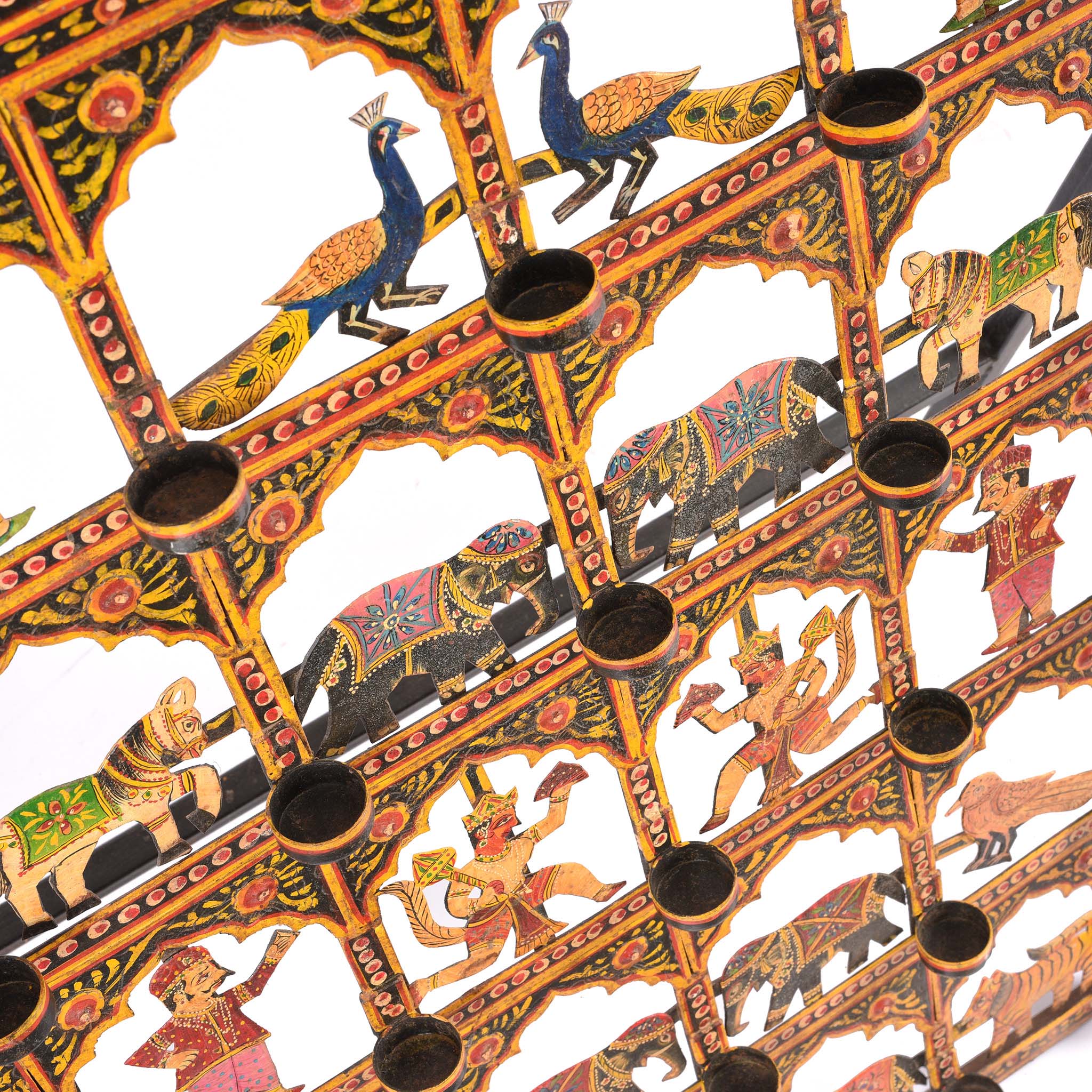 Painted Indian Iron Tribal "Toran" Diwali Lamp - Image 4