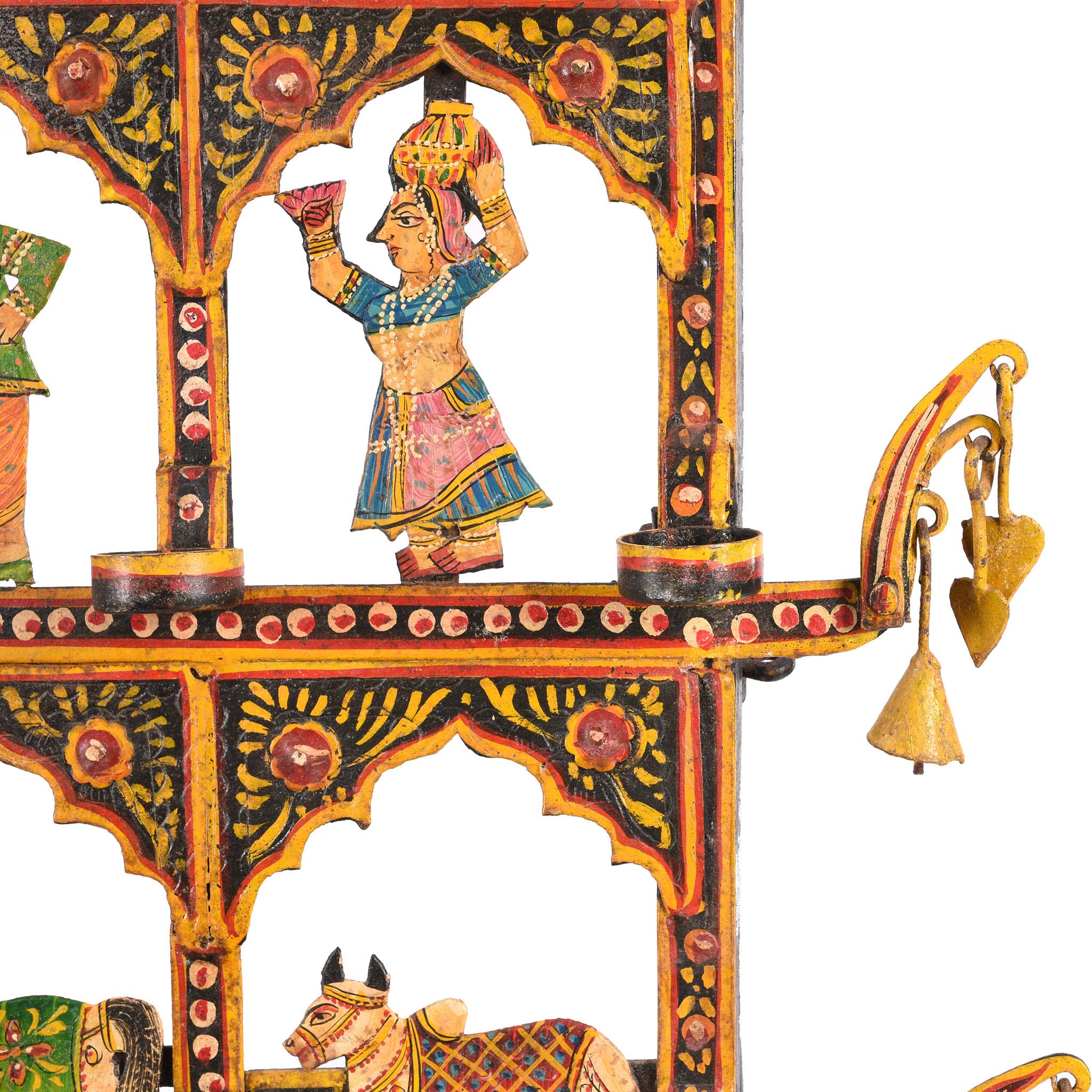 Painted Indian Iron Tribal "Toran" Diwali Lamp - Image 7