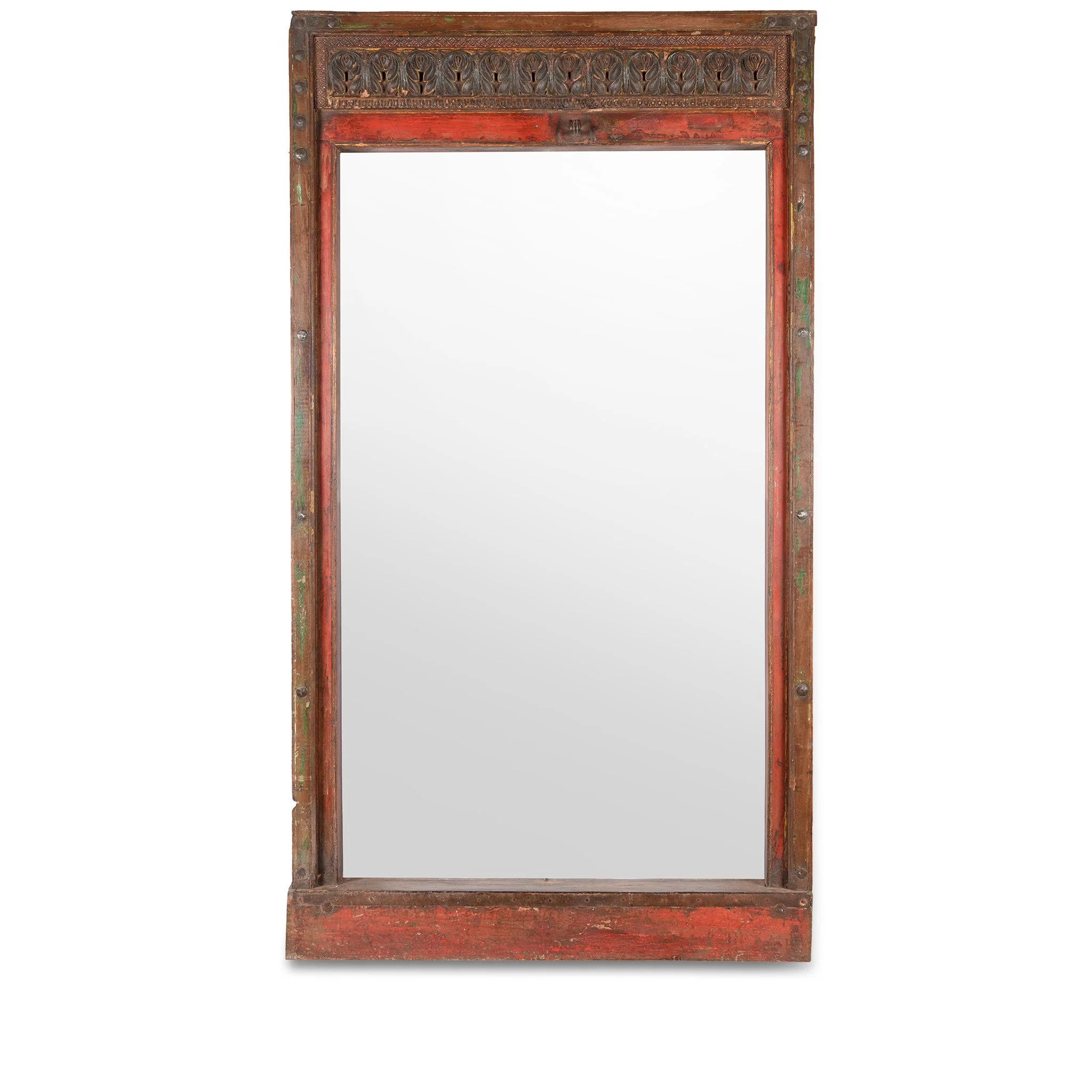 Painted Indian Mirror From Bikaner - 19thC (94 x 175cm)