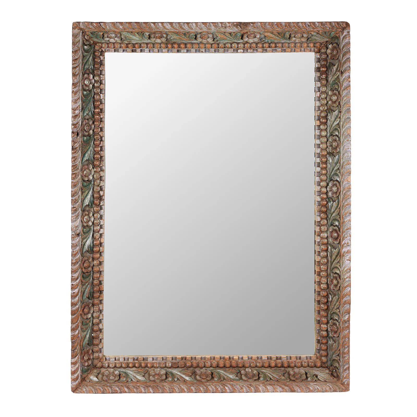 Painted Indian Floral Mirror - 19th Century - Image 2