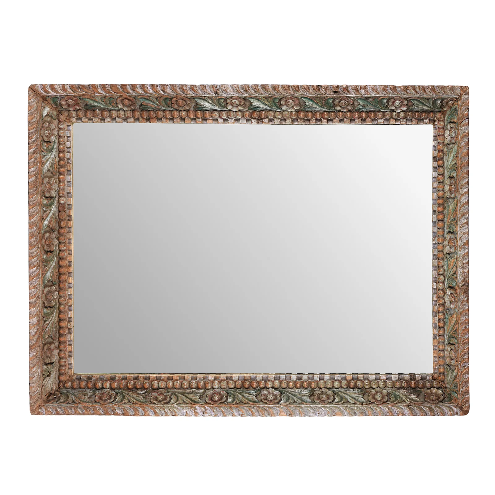 Painted Indian Floral Mirror - 19th Century - Image 3