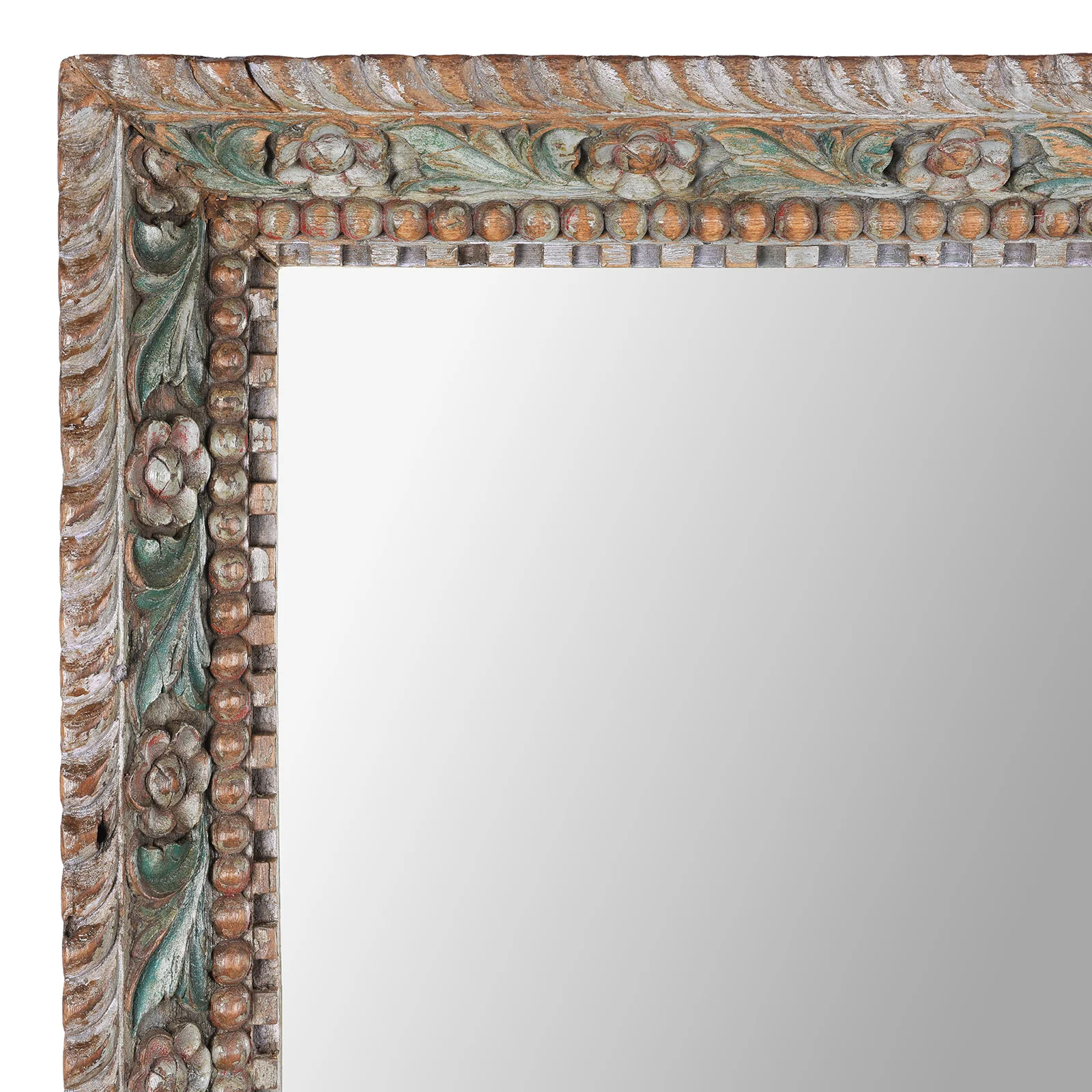 Painted Indian Floral Mirror - 19th Century - Image 4
