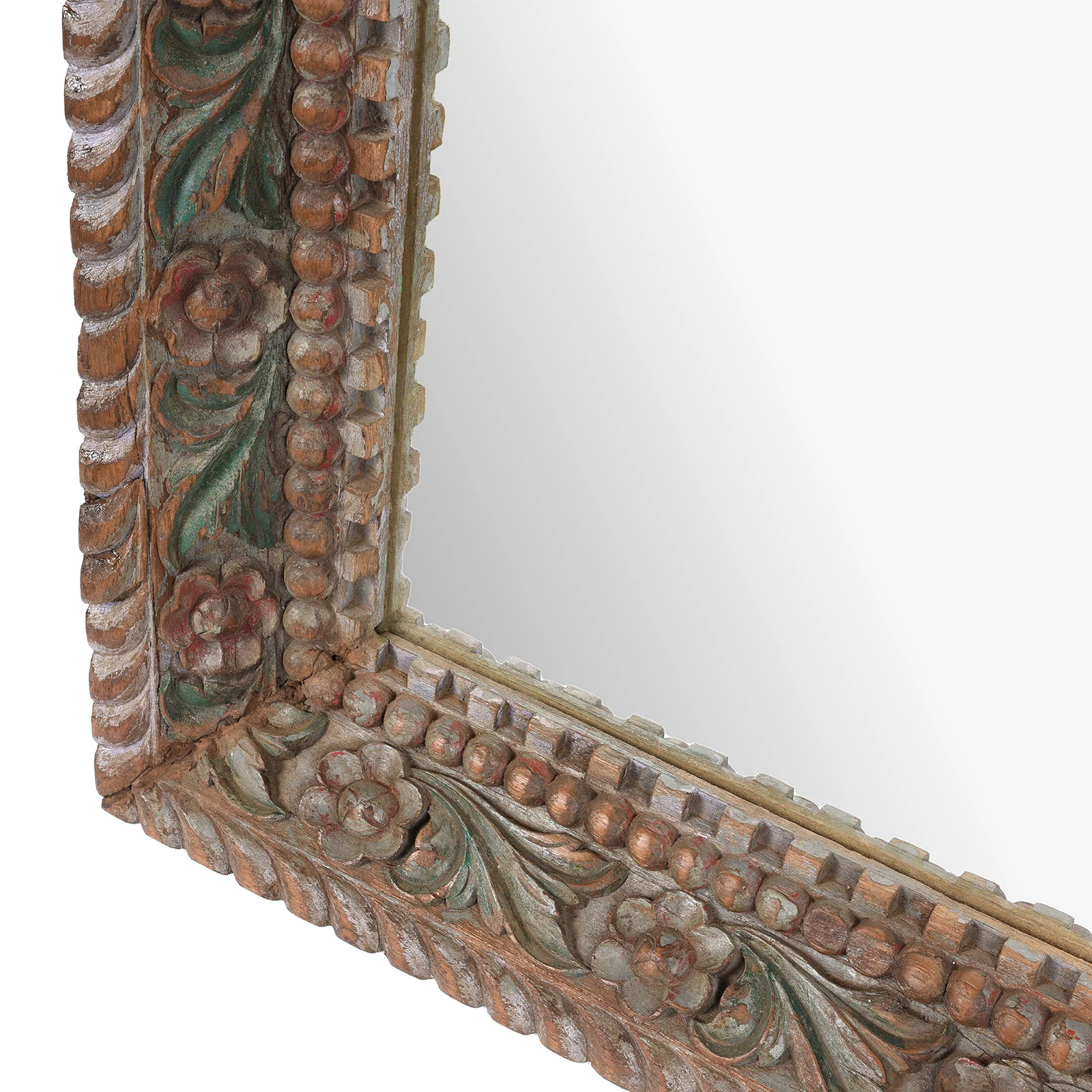 Painted Indian Floral Mirror - 19th Century - Image 6