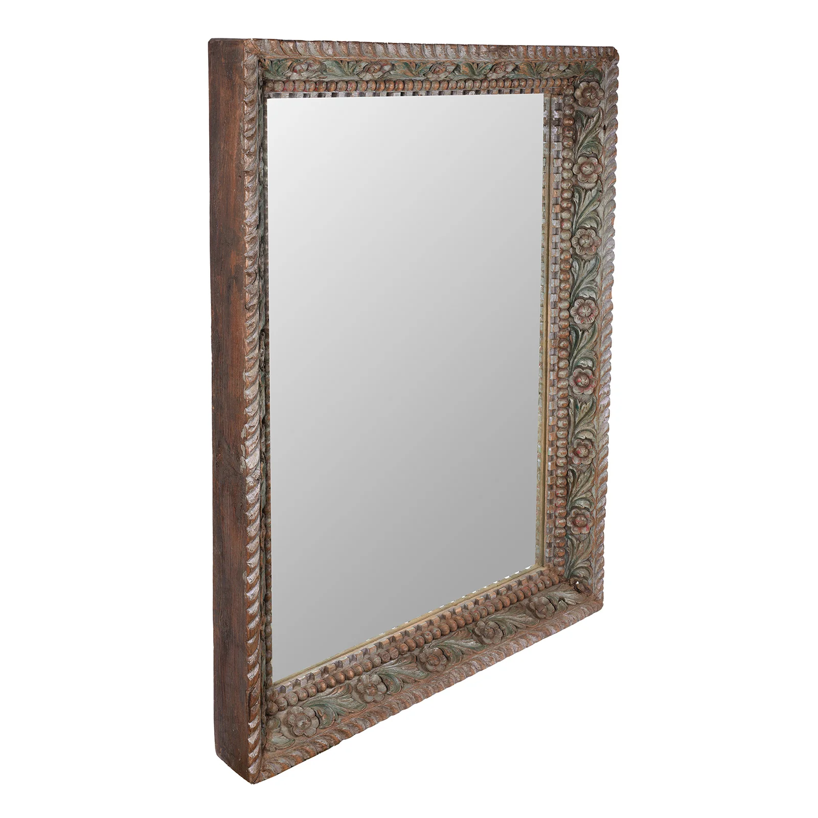 Painted Indian Floral Mirror - 19th Century - Image 7