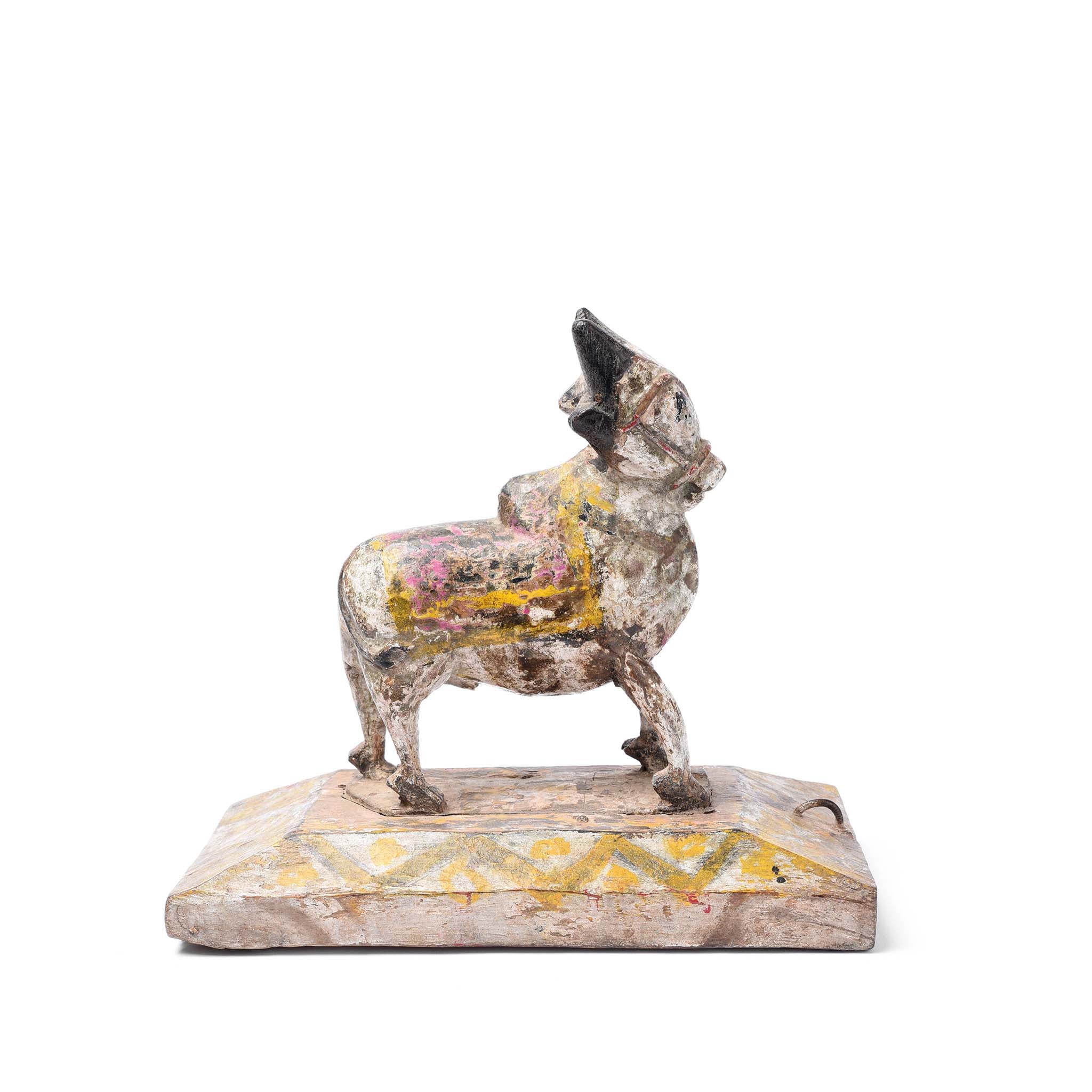 Painted Indian Nandi Bull Figurine From Rajasthan - Ca 1920