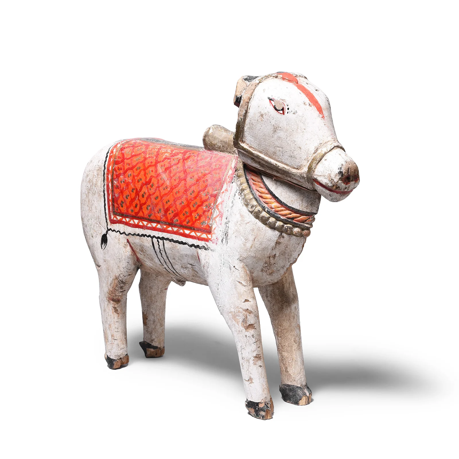 Painted Indian Nandi Bull Toy From Rajasthan - Ca 1940