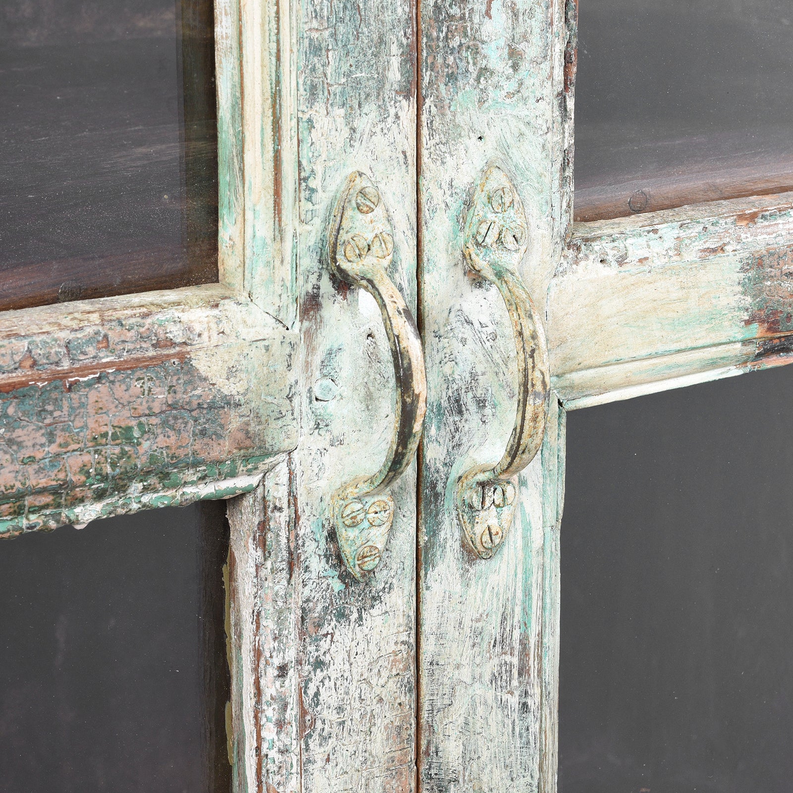Painted Indian Teak Glazed Book Cabinet - Ca 1920's - Image 5