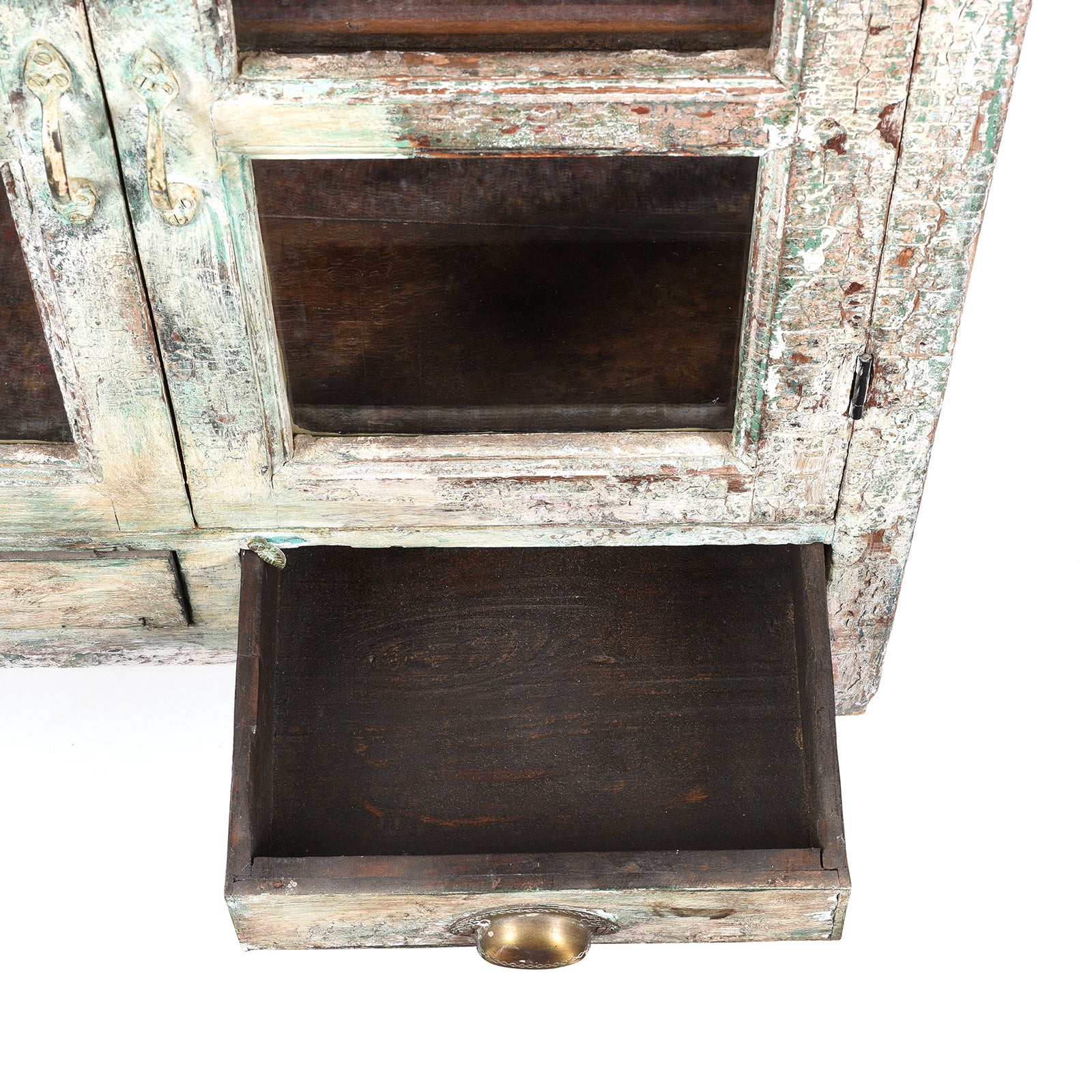 Painted Indian Teak Glazed Book Cabinet - Ca 1920's - Image 7