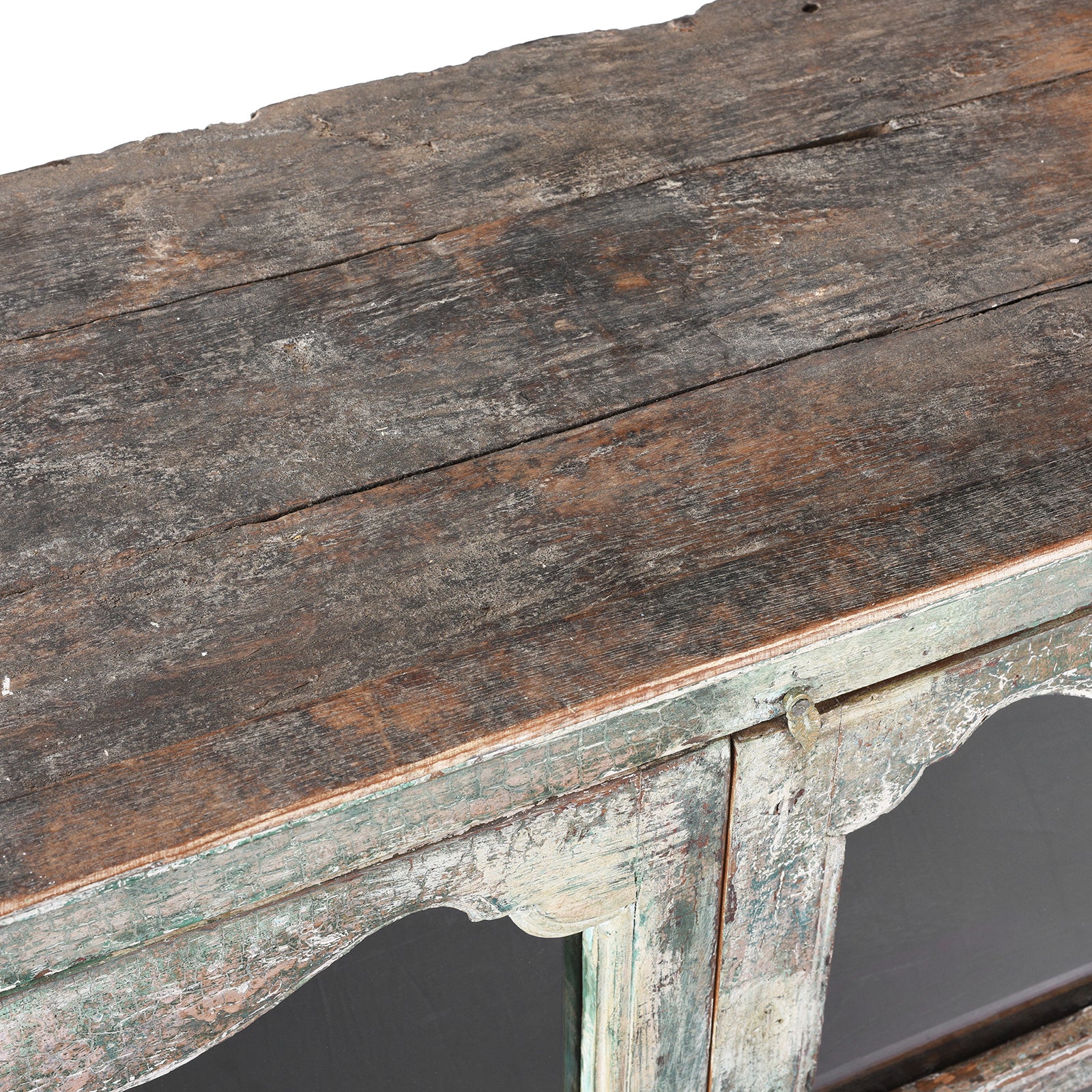 Painted Indian Teak Glazed Book Cabinet - Ca 1920's - Image 8