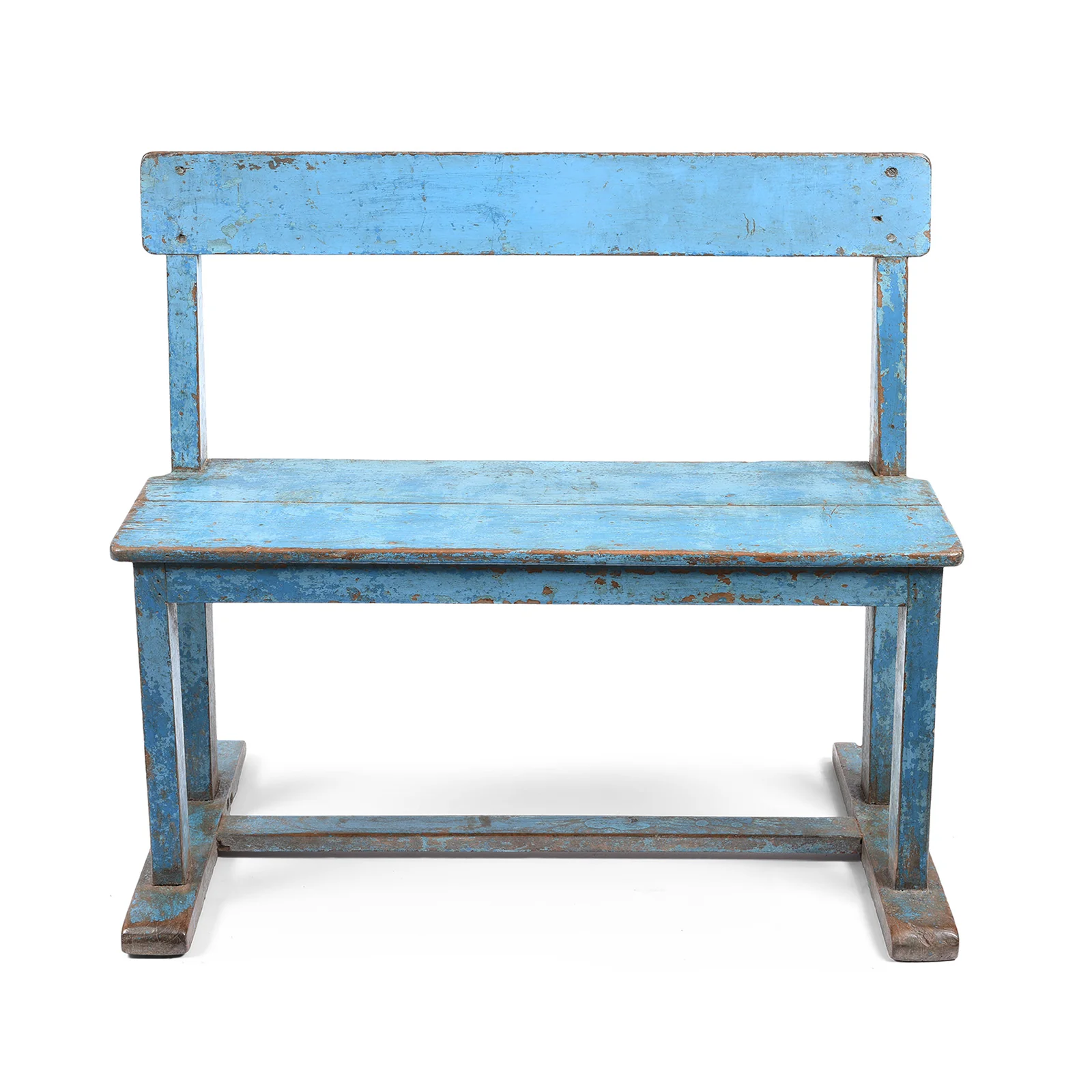 Painted Indian Teak School Bench - Ca 1930 - Image 2