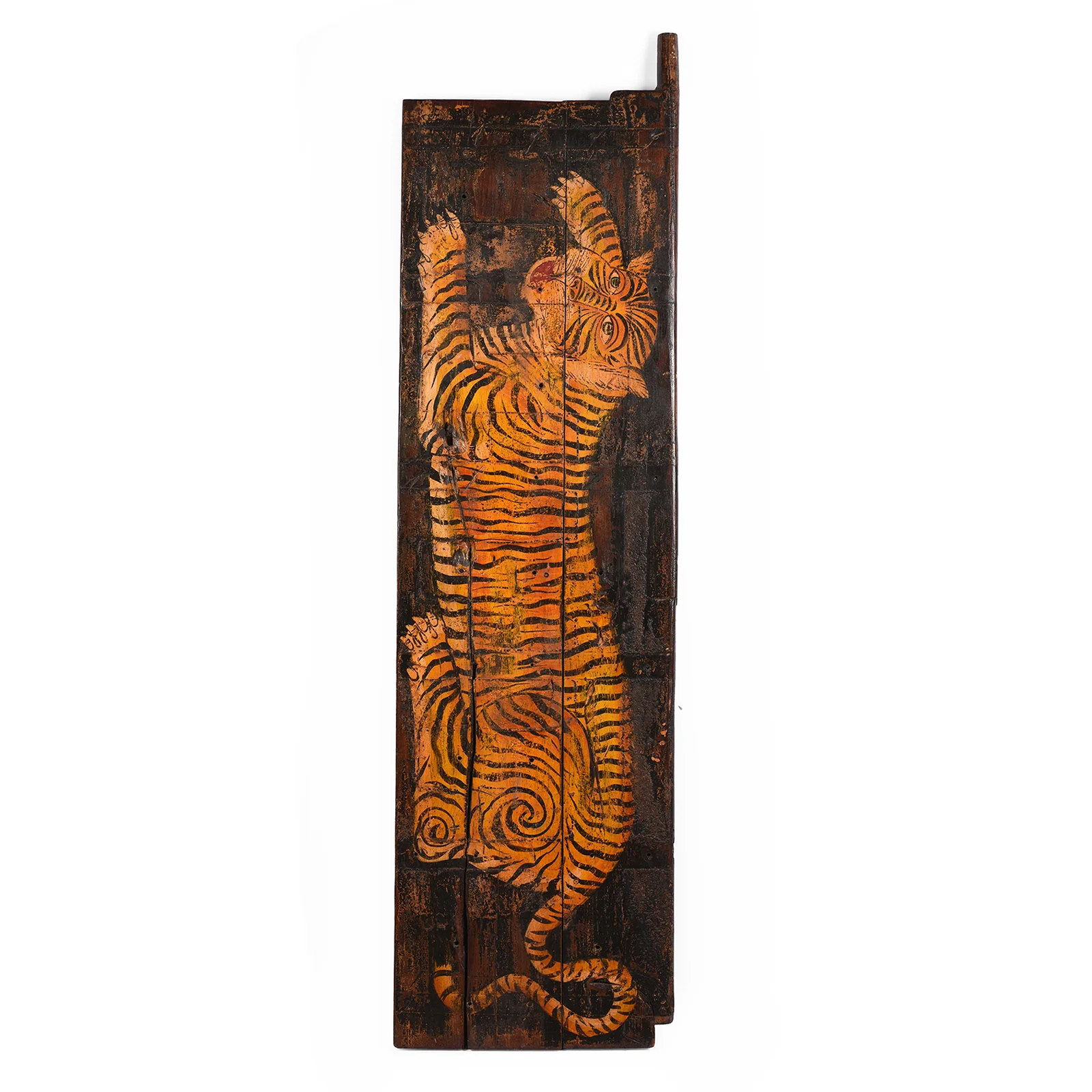 Vintage Painted Indian Tiger Panel - Image 3