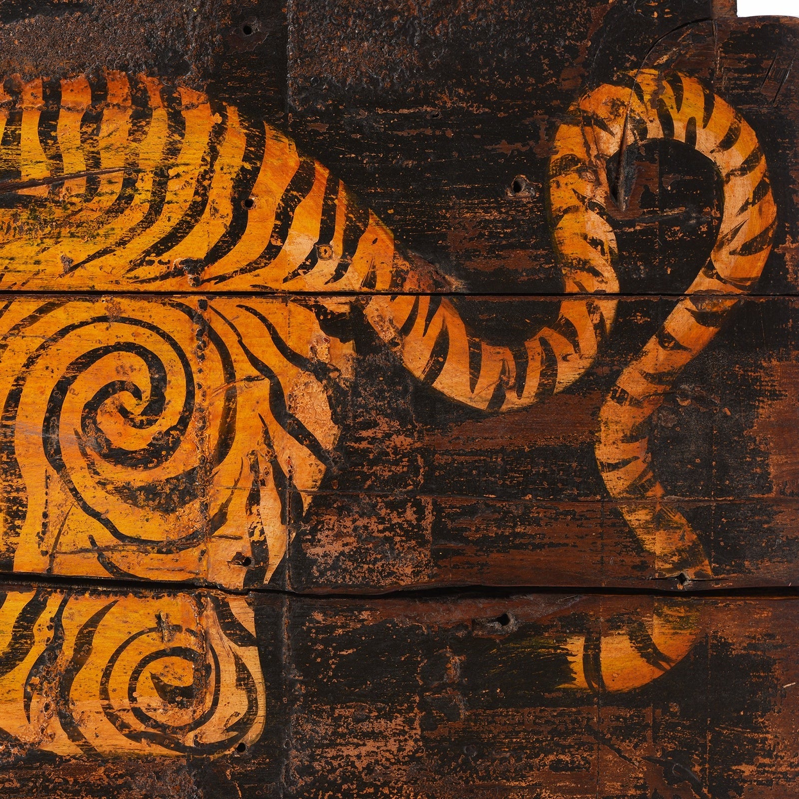 Vintage Painted Indian Tiger Panel - Image 6