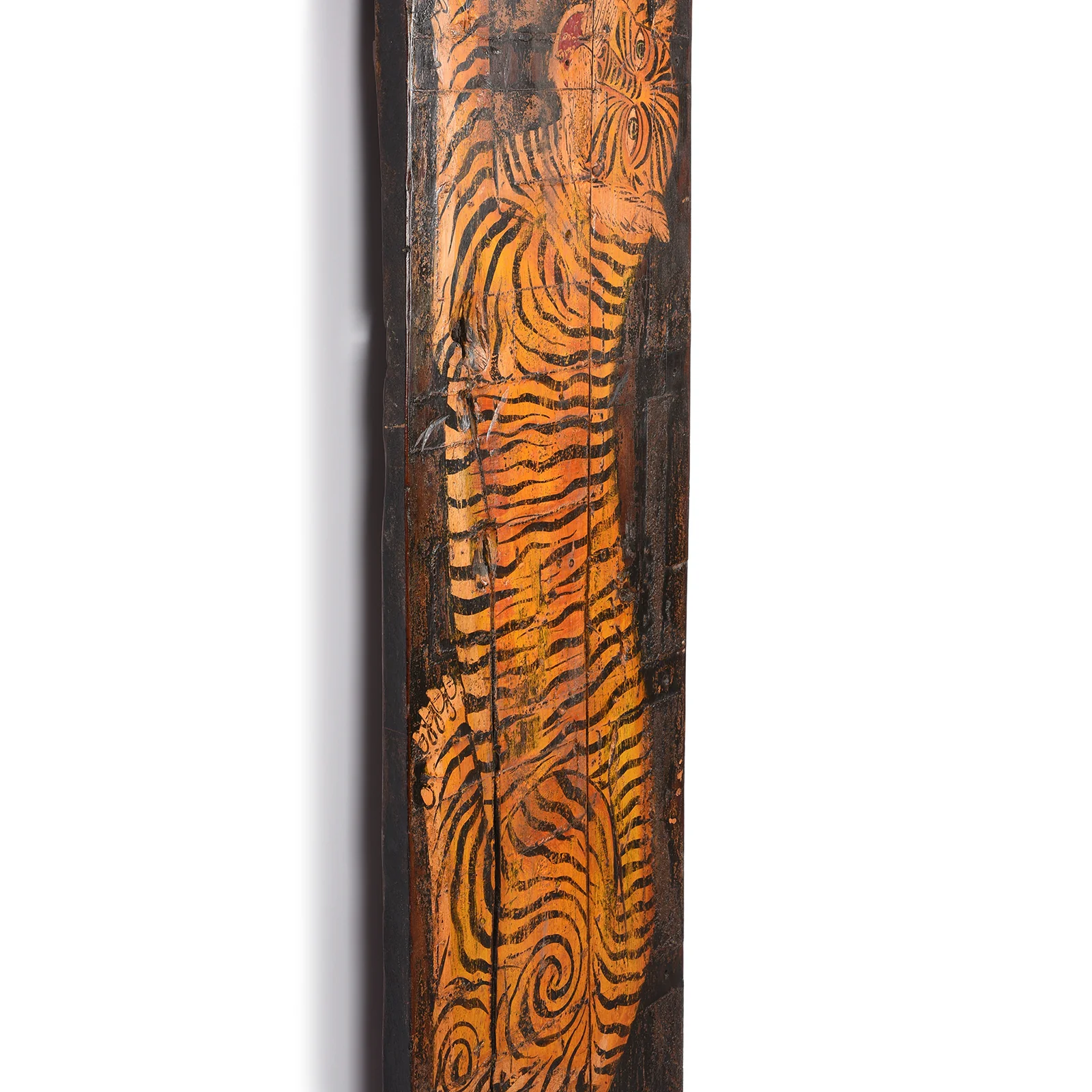 Vintage Painted Indian Tiger Panel - Image 7