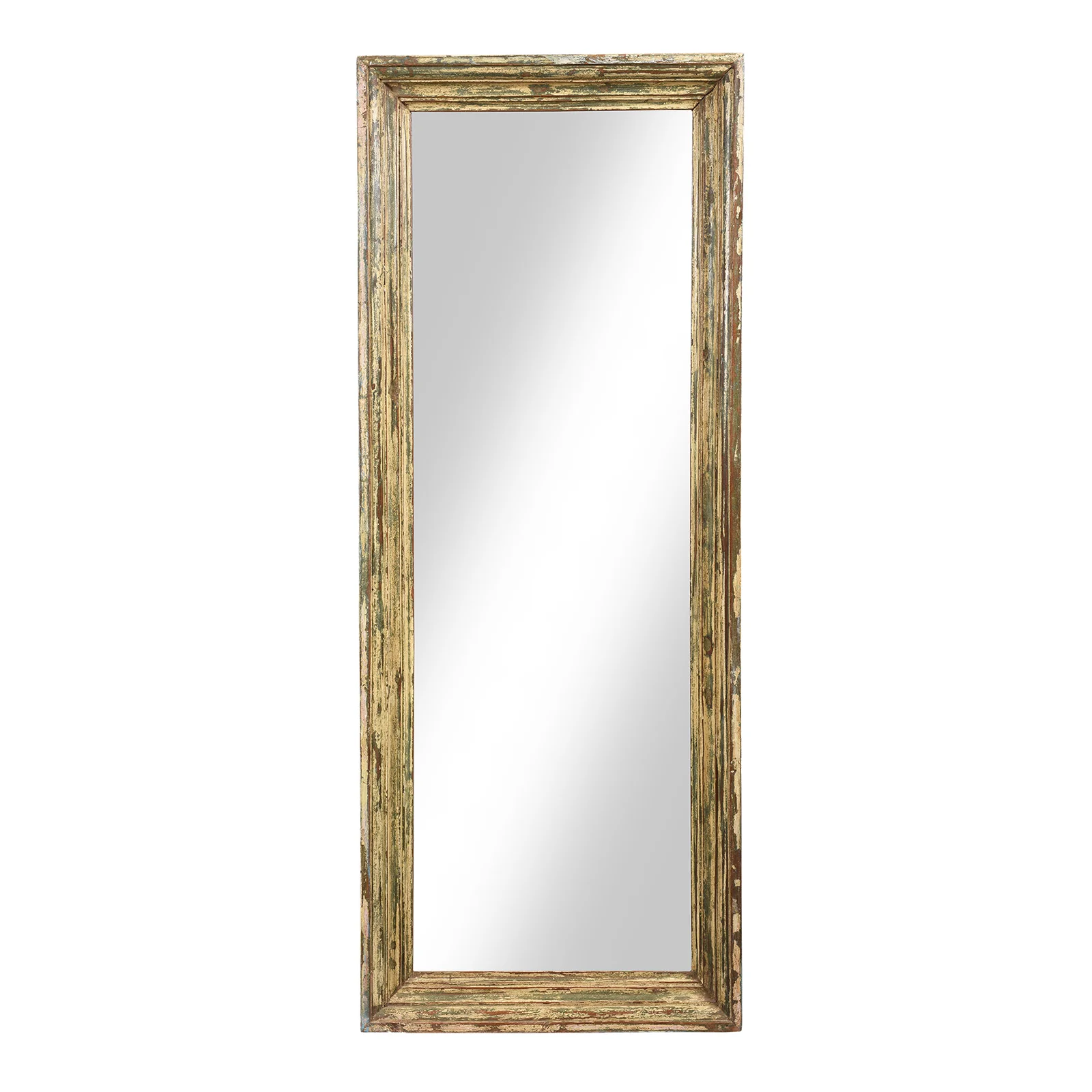 Rustic Green Painted Indian Mirror (61 x 152 cm)