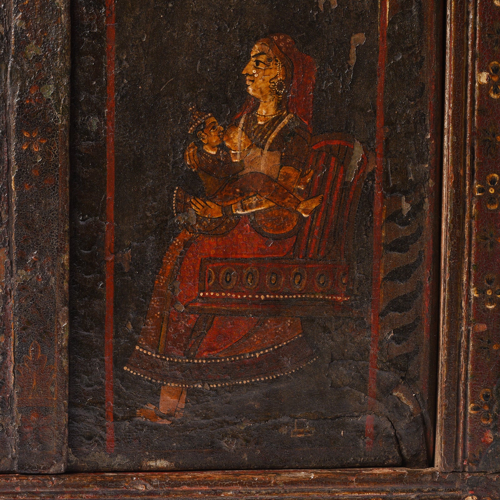 Painted Indian Window Shutter From Bikaner - 19thC - Image 3