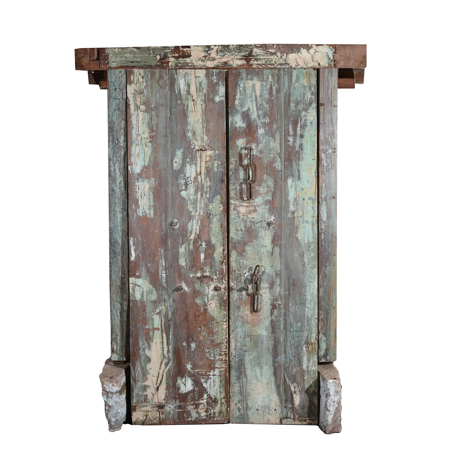 Painted Indo-Portugese Reclaimed Door From Diu - 19thC - Image 4