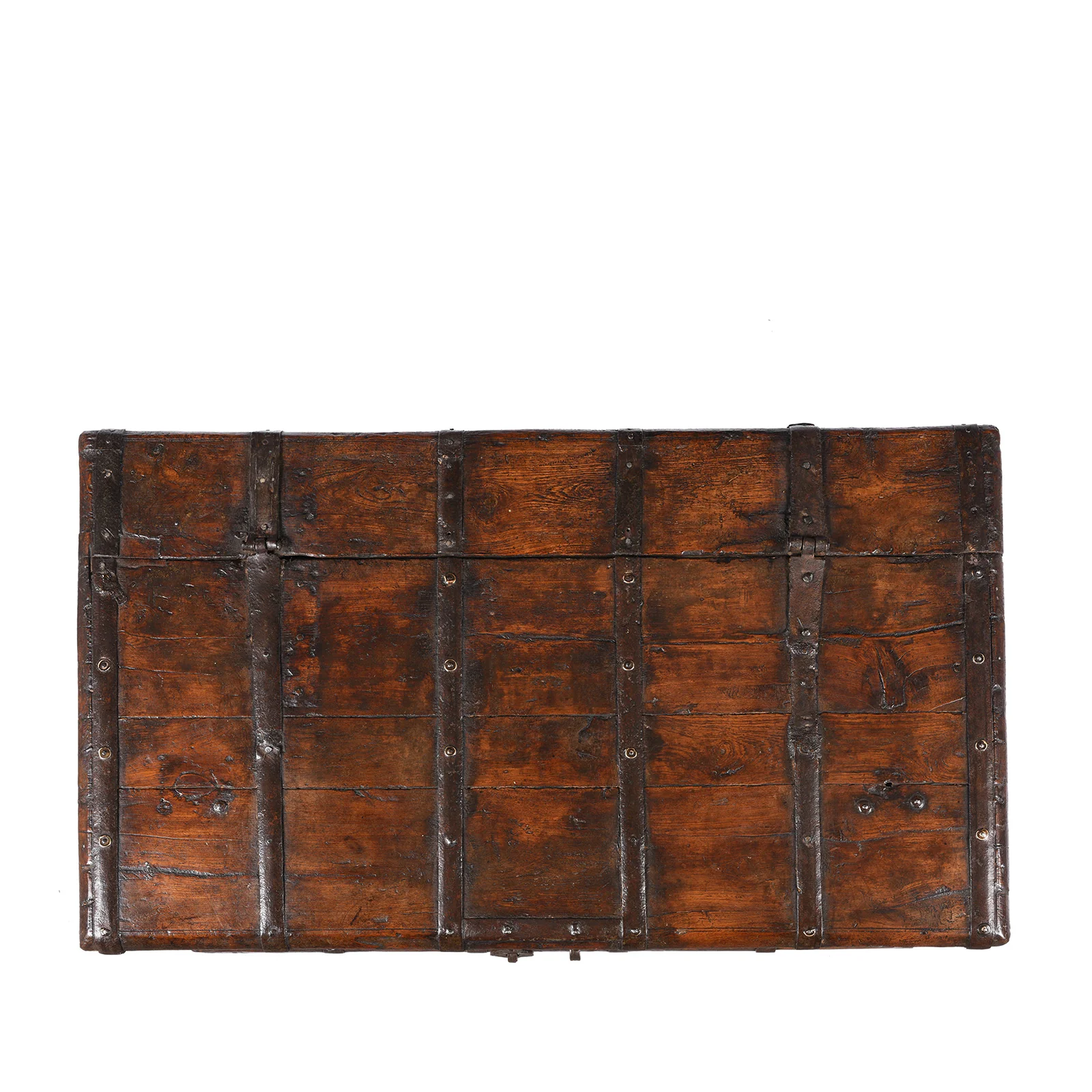 Painted Iron Bound Teak Chest From Gujarat - 18th Century - Image 3