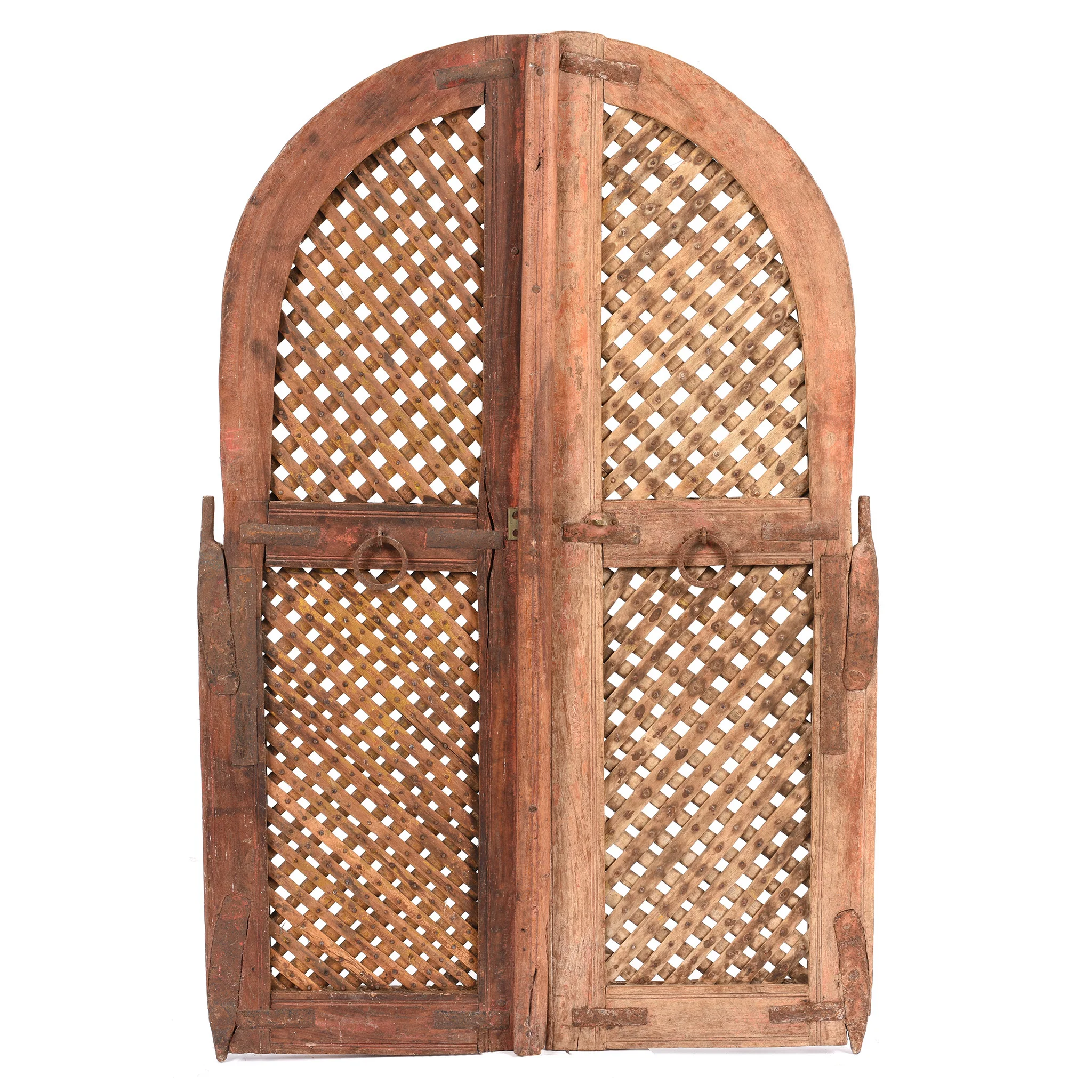 Painted Jali Window Shutters From Rajasthan - 19th Century